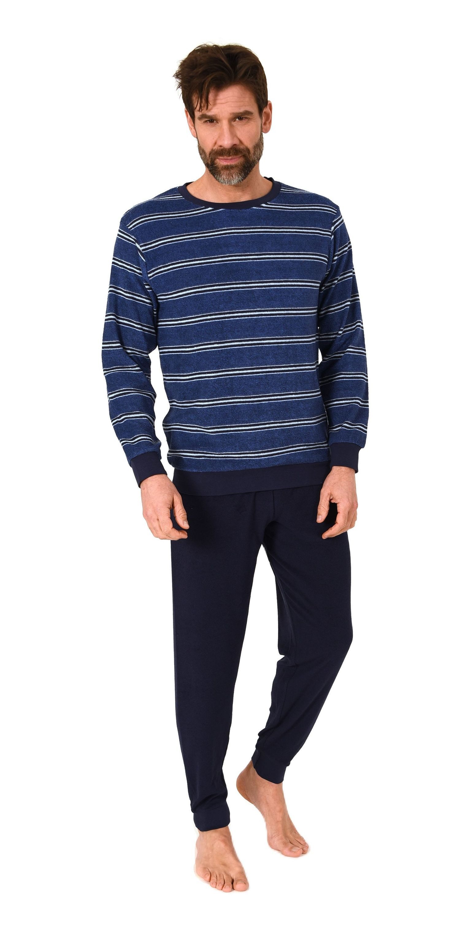 Normann Pyjama Normann Herren Frottee Schlafanzug Streifenlook – auch in Üb günstig online kaufen