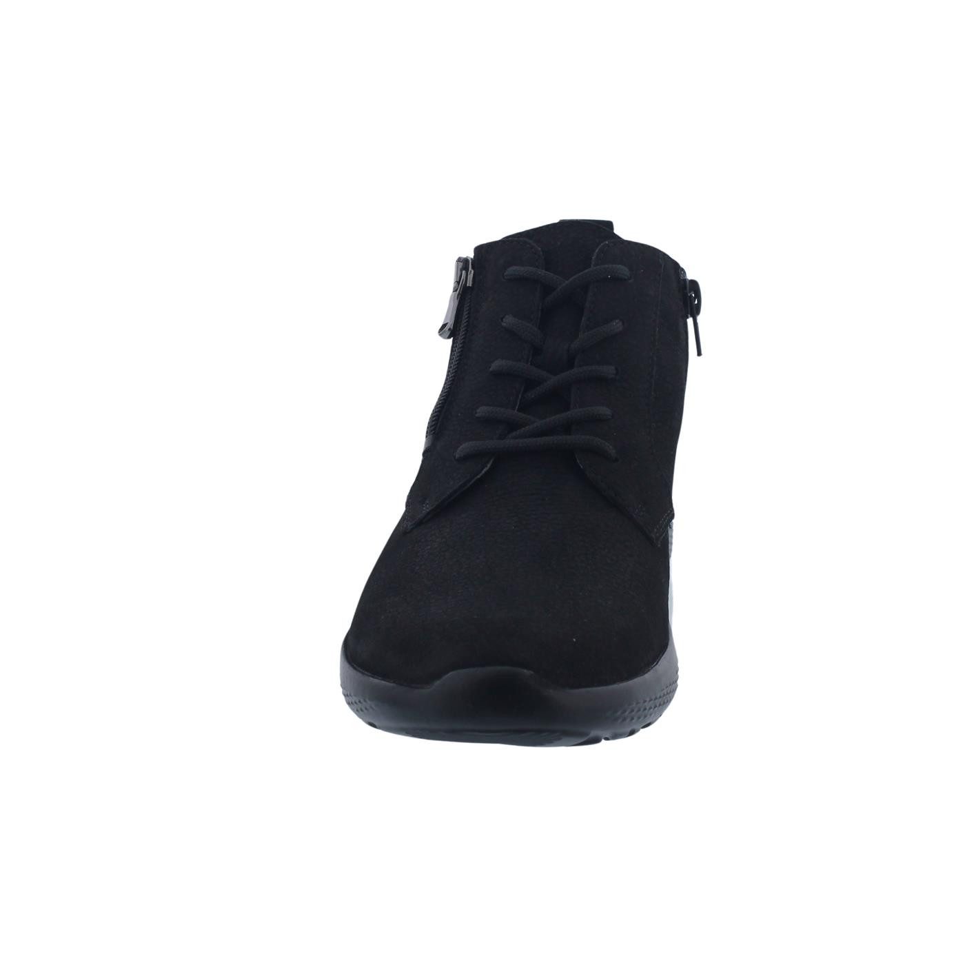 Waldläufer Waldläufer Stiefelette K-Ira 634801-165-001, Nubukleder, Schwarz, Weit Schnürstiefel
