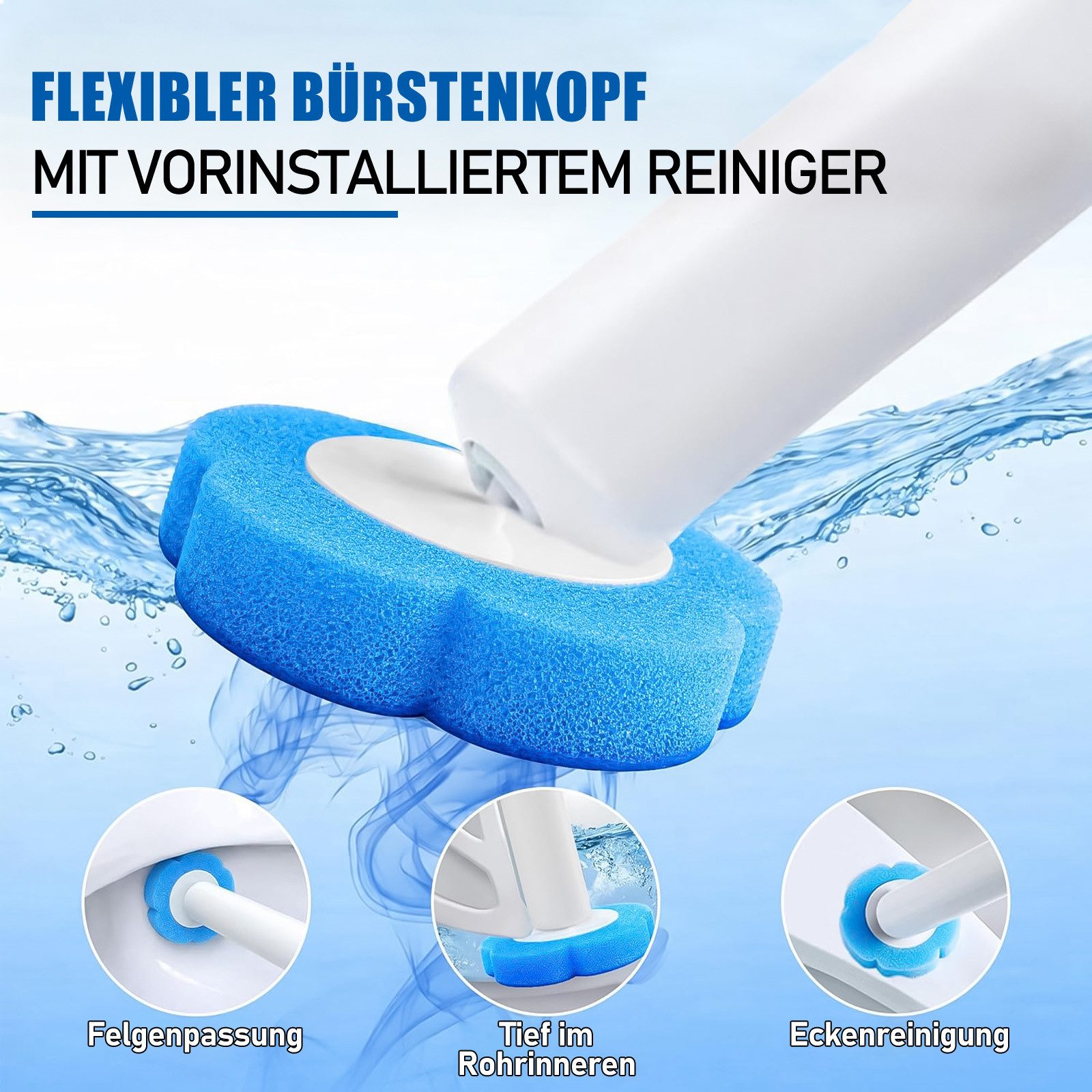 HUGERSTONE WC-Reinigungsbürste Einweg Toilettenbürste, Klobürste mit 48 Stück Reiniger Nachfüllungen, (48-tlg., WC Bürste mit Verlängertem Griff und Wandhalterung), Geeignet für Badezimmerreinigung, Waschbecken und Badewanne