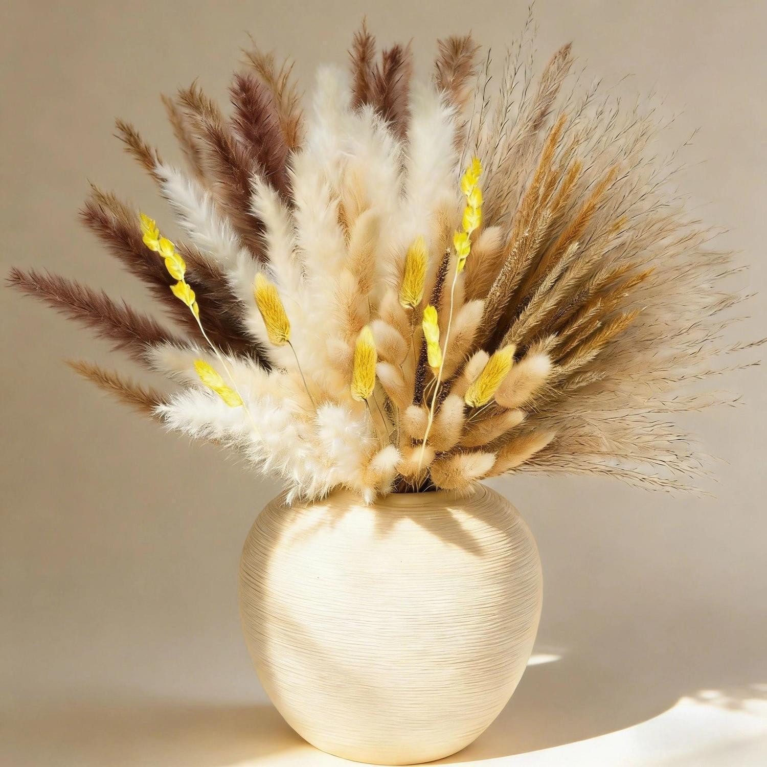Trockenblume Pampasgras Strauß Boho 40cm 9 Arten Naturtrockenblumen, LuxusKollektion, Höhe 10 cm