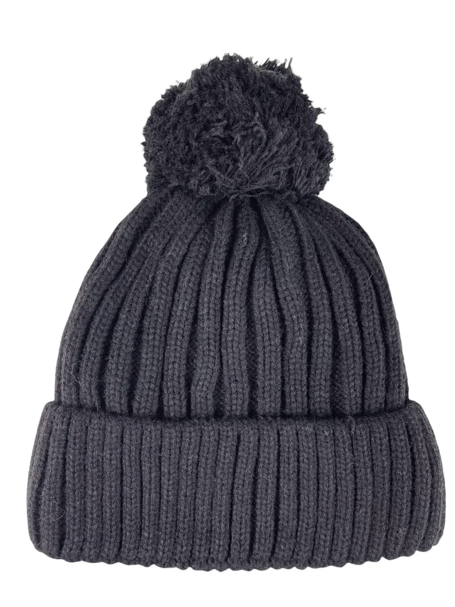Taschen4life Bommelmütze Dylon TA1350 - Mütze mit Bommel für Damen Herren Kinder mit breitem Umschlag, Grobstrick, innen warm gefüttert