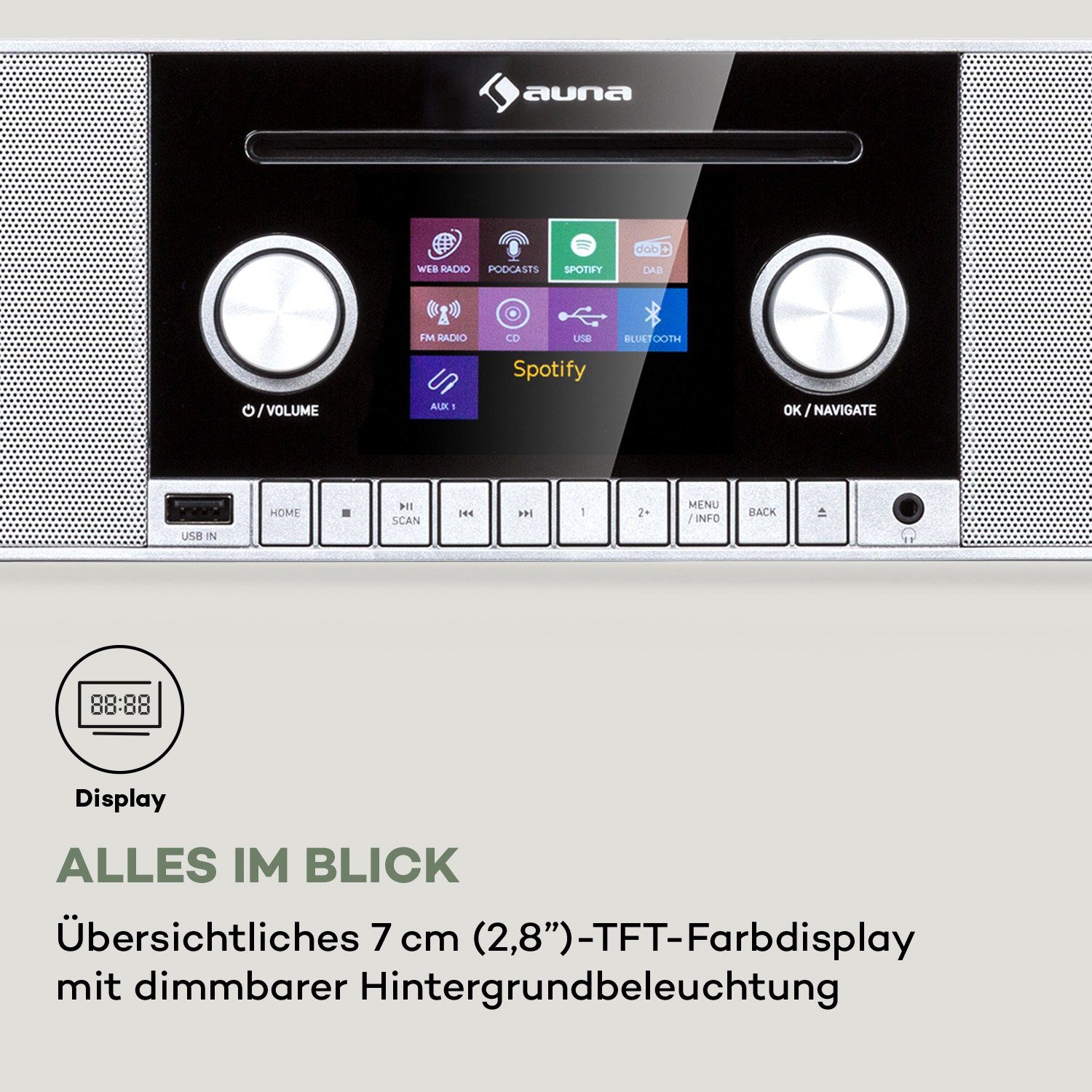 (DAB/DAB+ und Tuner 10 UKW-RDS-Empfänger;Internetradio, Auna Weiß Radio CD Connect W) MKII