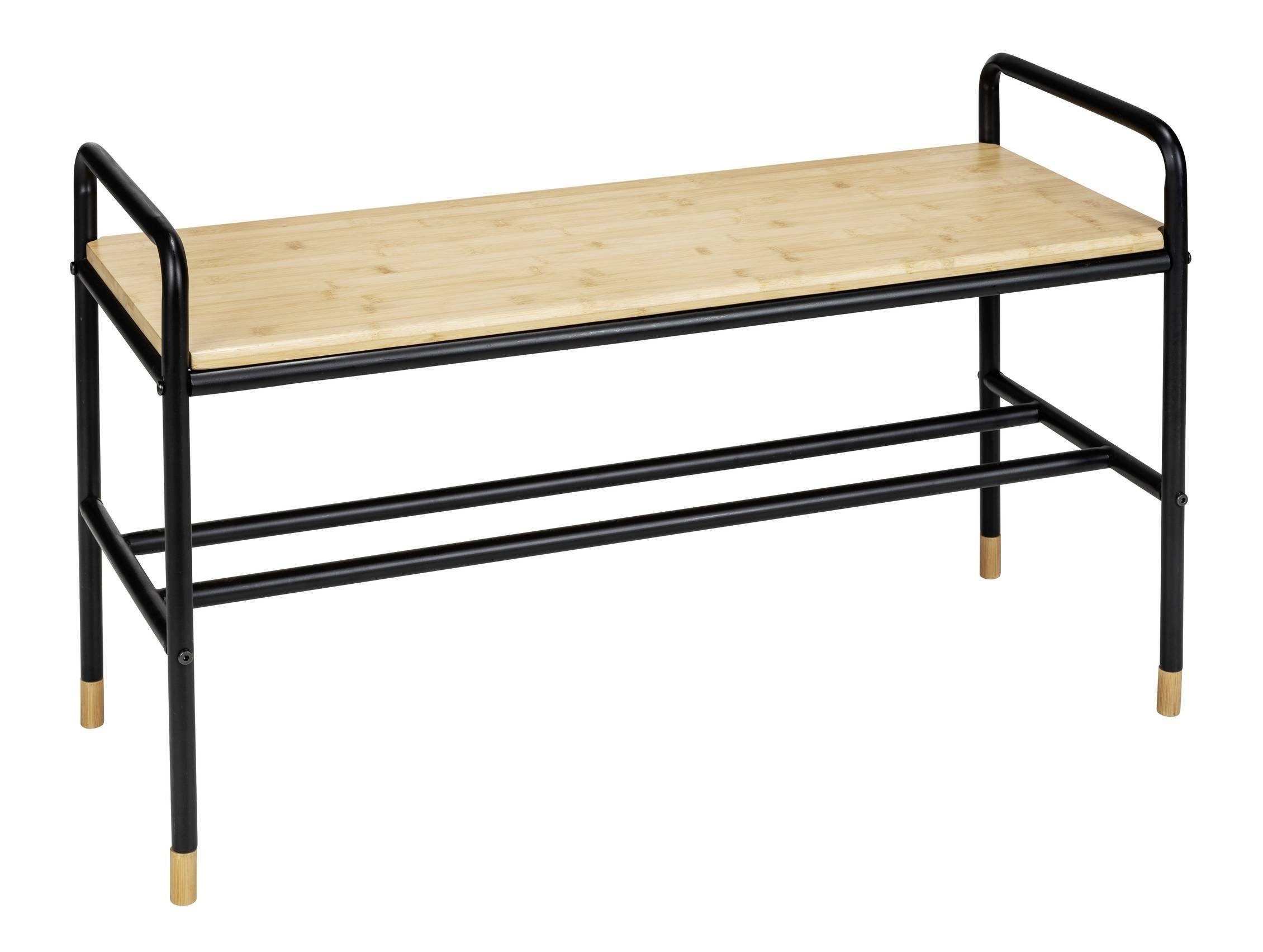 WENKO Schuhregal Schuhregal mit Bambusablage LOFT, 80 x 50 x 33,5 cm, WENKO