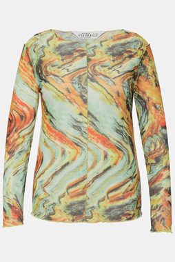 Studio Untold Longsleeve Longsleeve Regular Fit Mesh Allover Print Rundhals