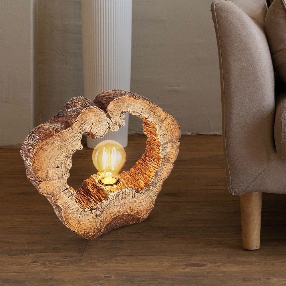 Tischlampe Baumscheibe Tischleuchte inklusive, Leuchtmittel Holzoptik Nachttischlampe Tischleuchte, braun Globo LED nicht