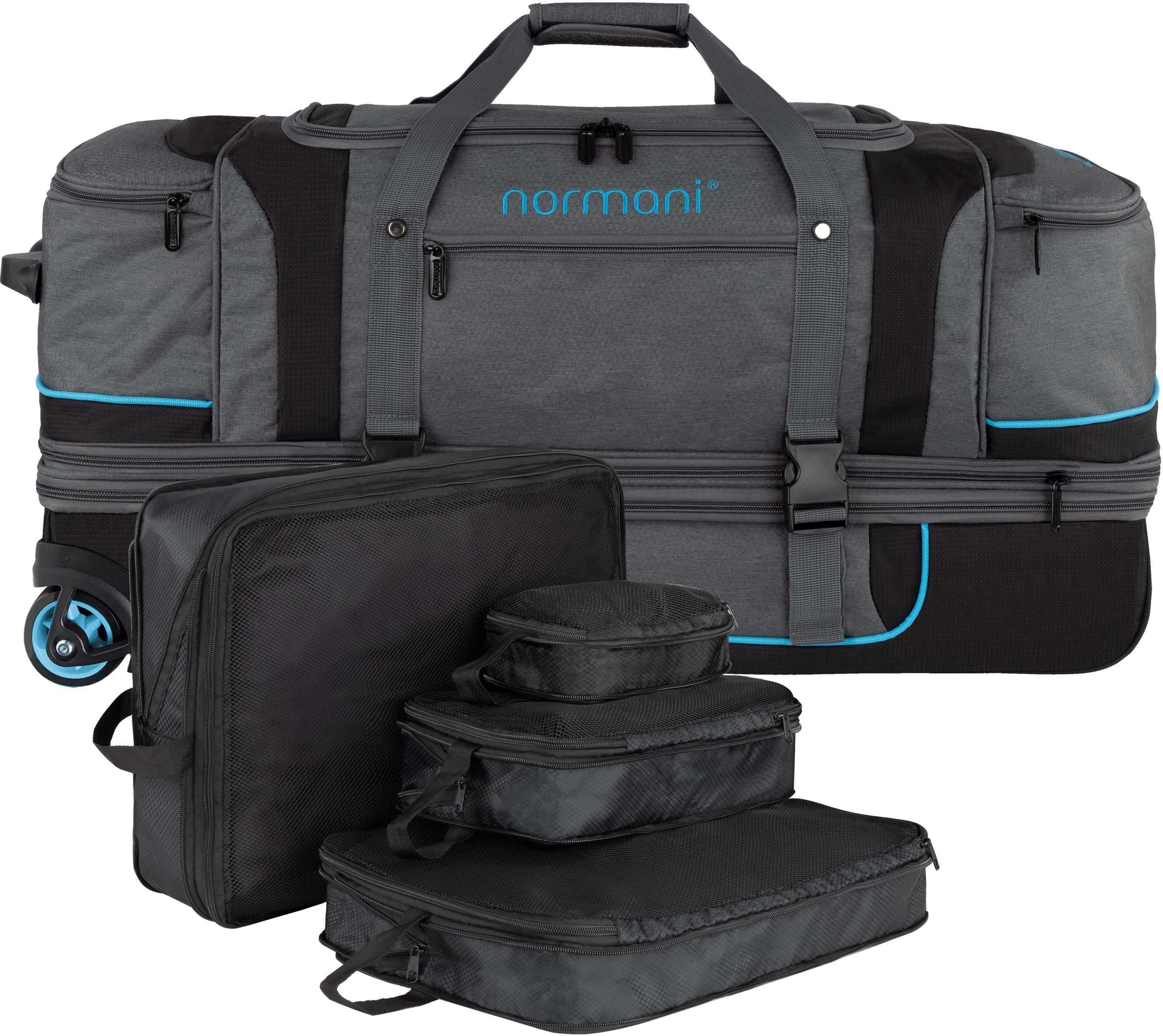 normani Reisetasche Reisetrolley 120-150 L mit Kleidertaschen, XXL Reisetrolley erweiterbar von 120 auf 150 Liter