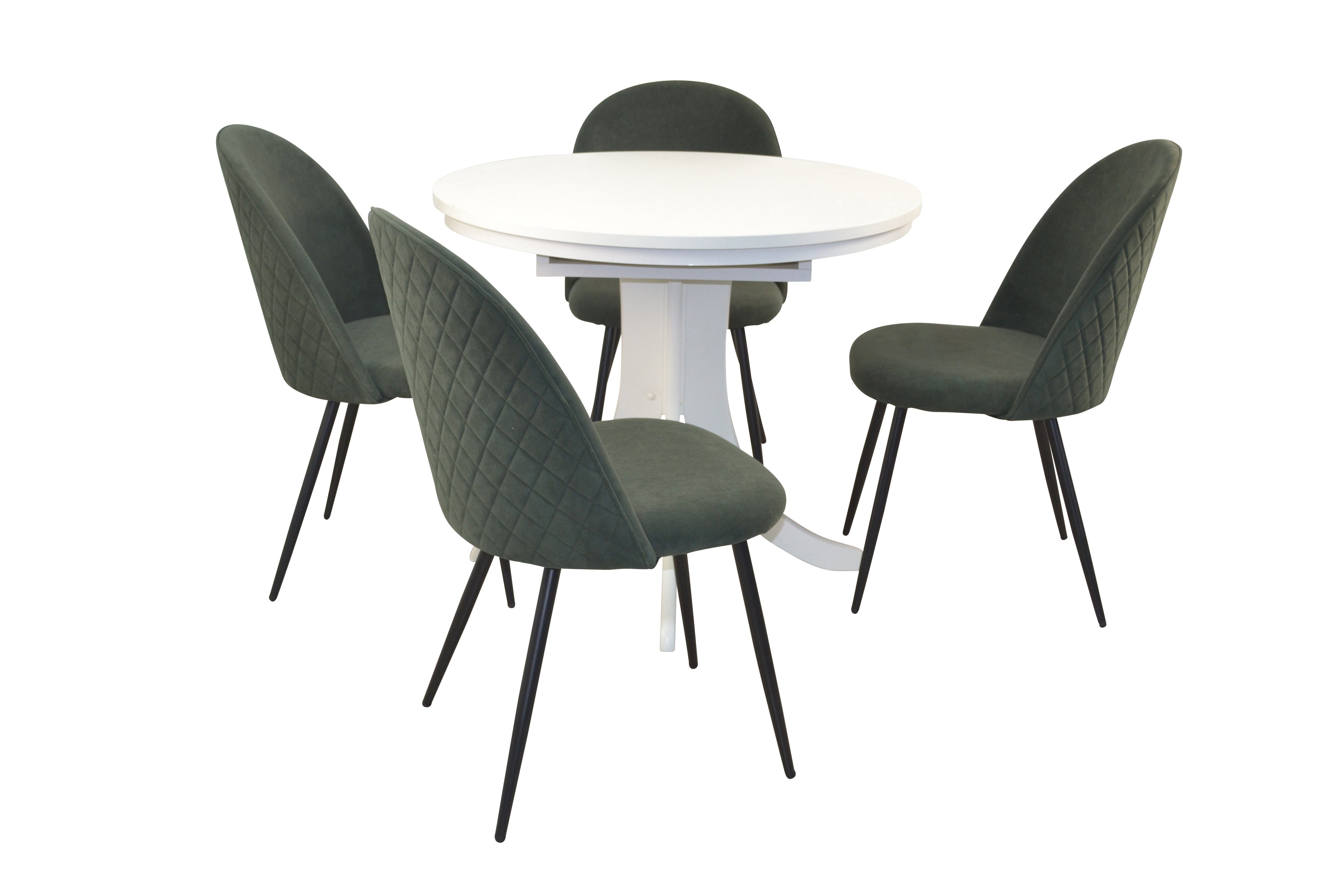 5teilig, Tischgruppe grün Stühlen aus bestehend 4 und Essgruppe moebel-direkt-online Esstisch