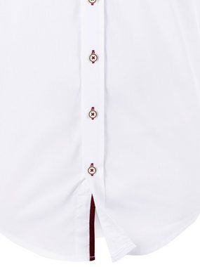 FUCHS Trachtenhemd Hemd Ludwig weiß-weinrot mit Stehkragen