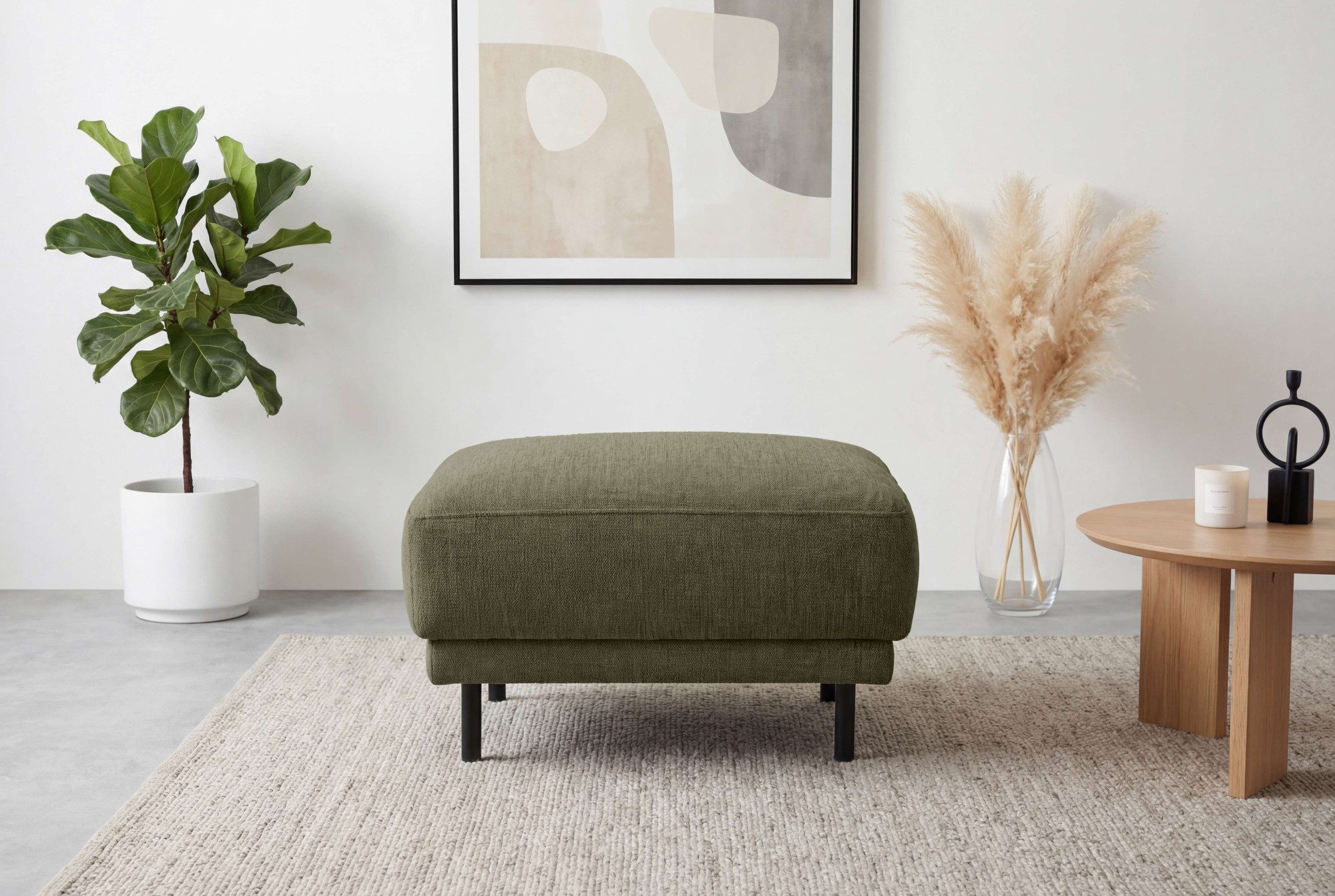 OTTO home Polsterhocker Sveeva, 73x57 cm, schwarze Metallfüße, langlebiger Webstoff, viele Farben zur Auswahl
