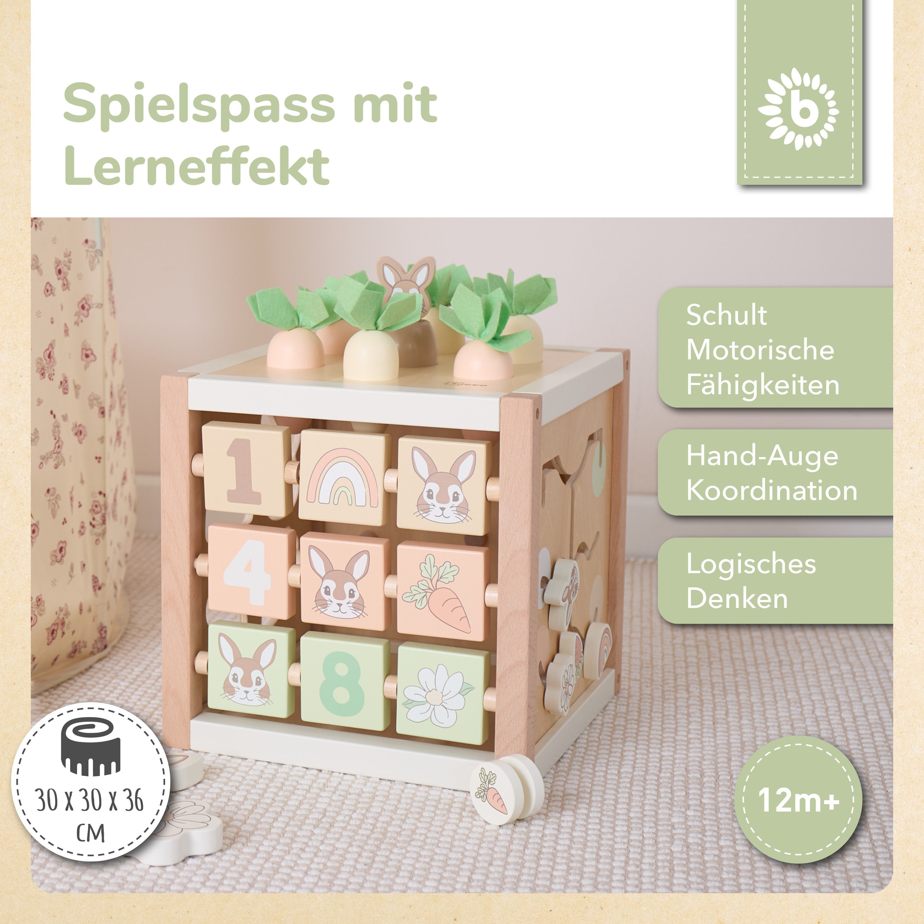 BIECO Motorikschleife Bieco Motorikwürfel XXL aus Holz FSC® –