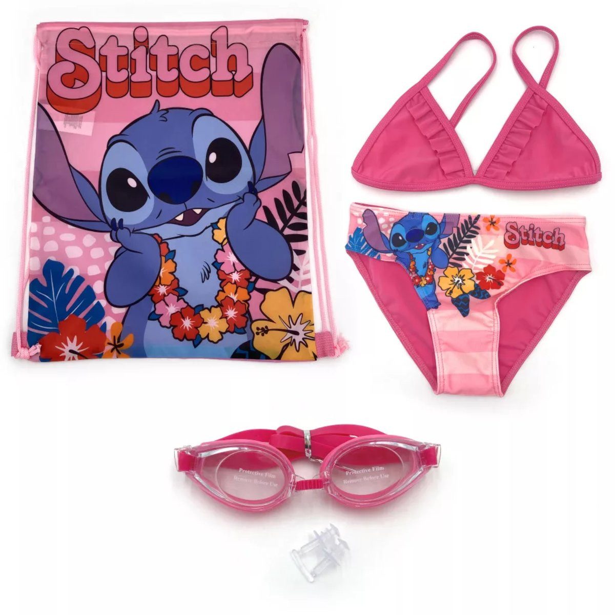 Disney Sporttasche Disney Stitch 3-teiliges Strandset (Sporttasche + Schwimmbrille +