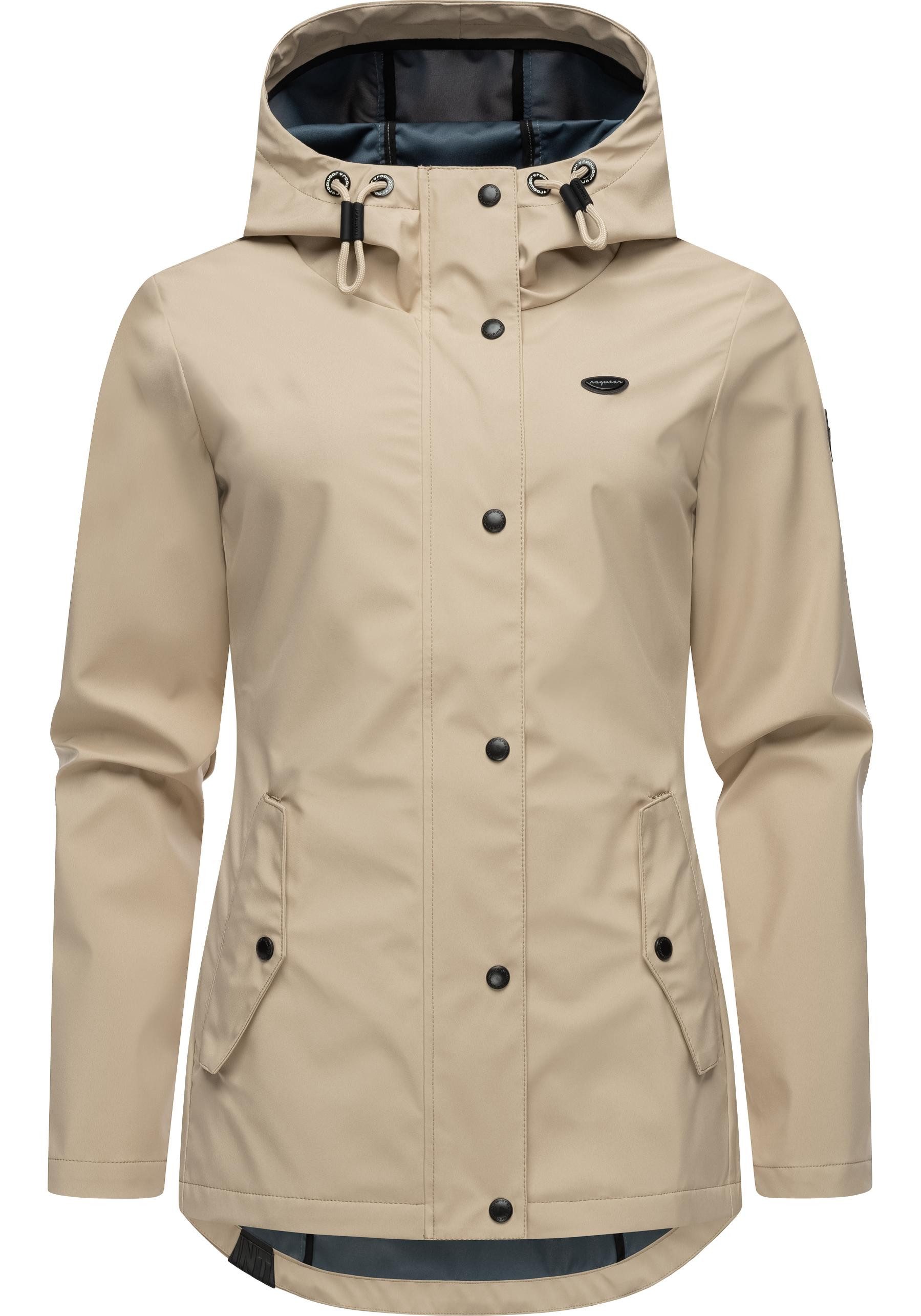 Ragwear Softshelljacke Margge Shell wasserdichte Damen Übergangsjacke mit großer Kapuze