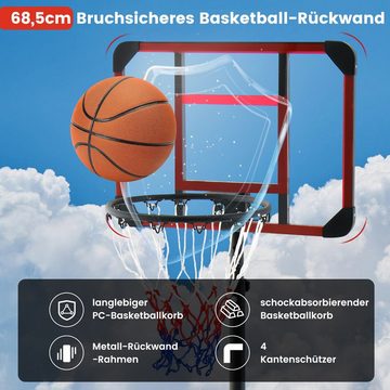 COSTWAY Basketballständer, Basketballkorb 155-210cm höhenverstellbar