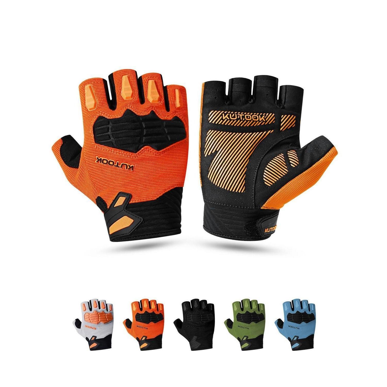 LuxusKollektion Fahrradhandschuhe MTB Fahrrad Handschuhe Sommer mit 5mm Palm Pad M Orange (1-St)