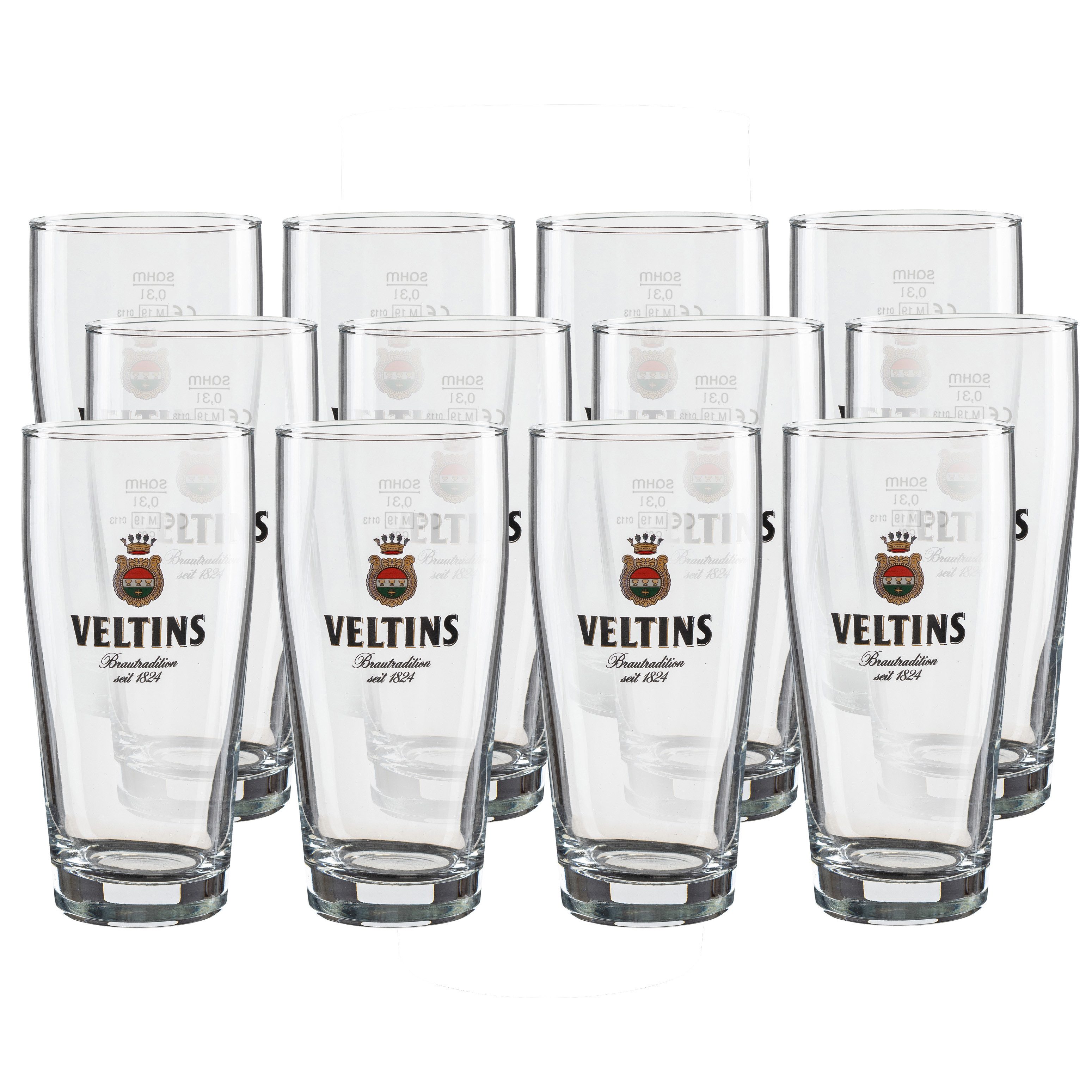 SAHM Bierglas Veltins Bierglas 0,3l 12er-Set spülmaschinengeeignet Qualitätsglas, 12-tlg., Traditioneller Biergenuss im Markenglas