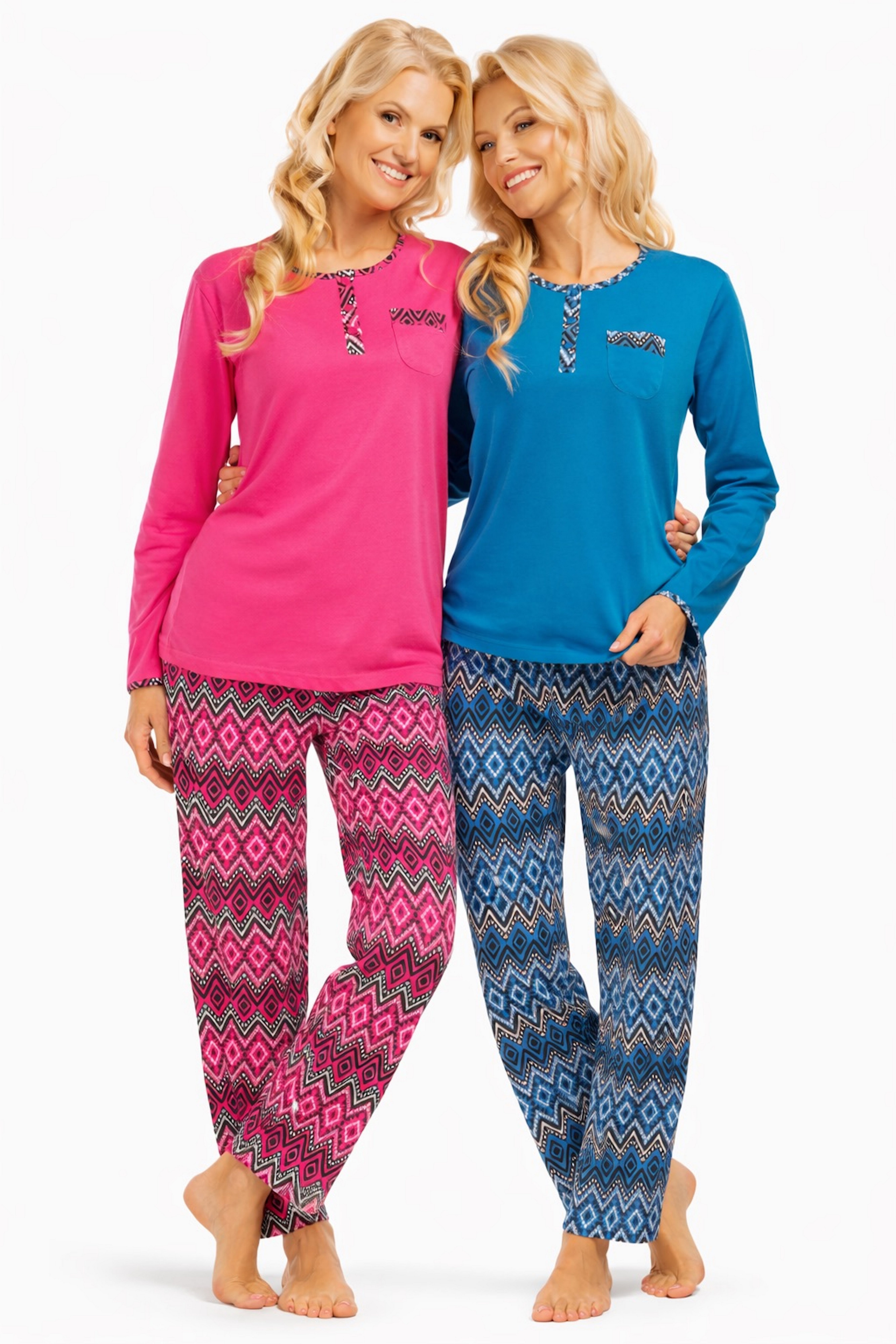 Consult-Tex Pyjama Damen 2er Pack Langarm Pyjama Schlafanzug mit Knopfleist günstig online kaufen