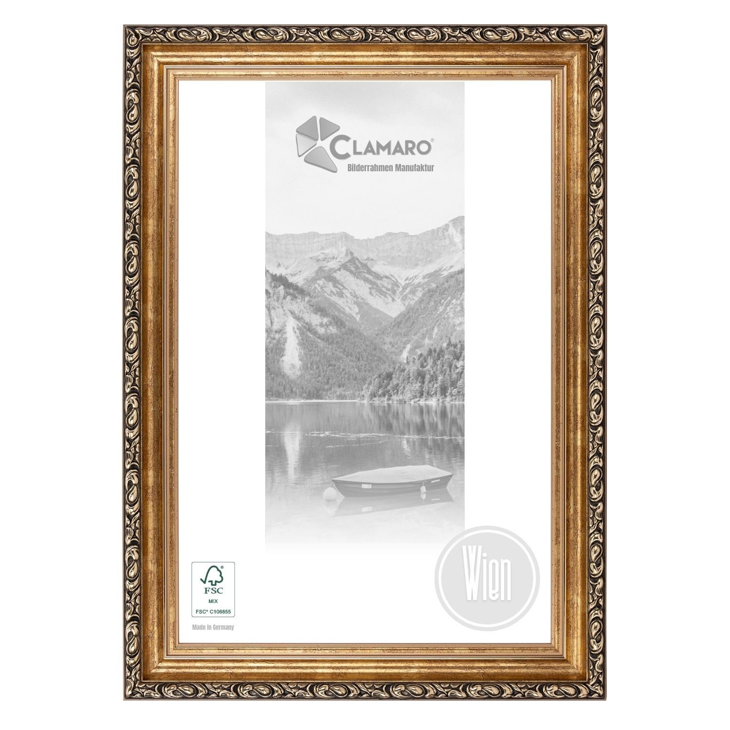 Clamaro Bilderrahmen, Antik Massivholz 'WIEN' Shabby Chic Vintage Barock BRONZE