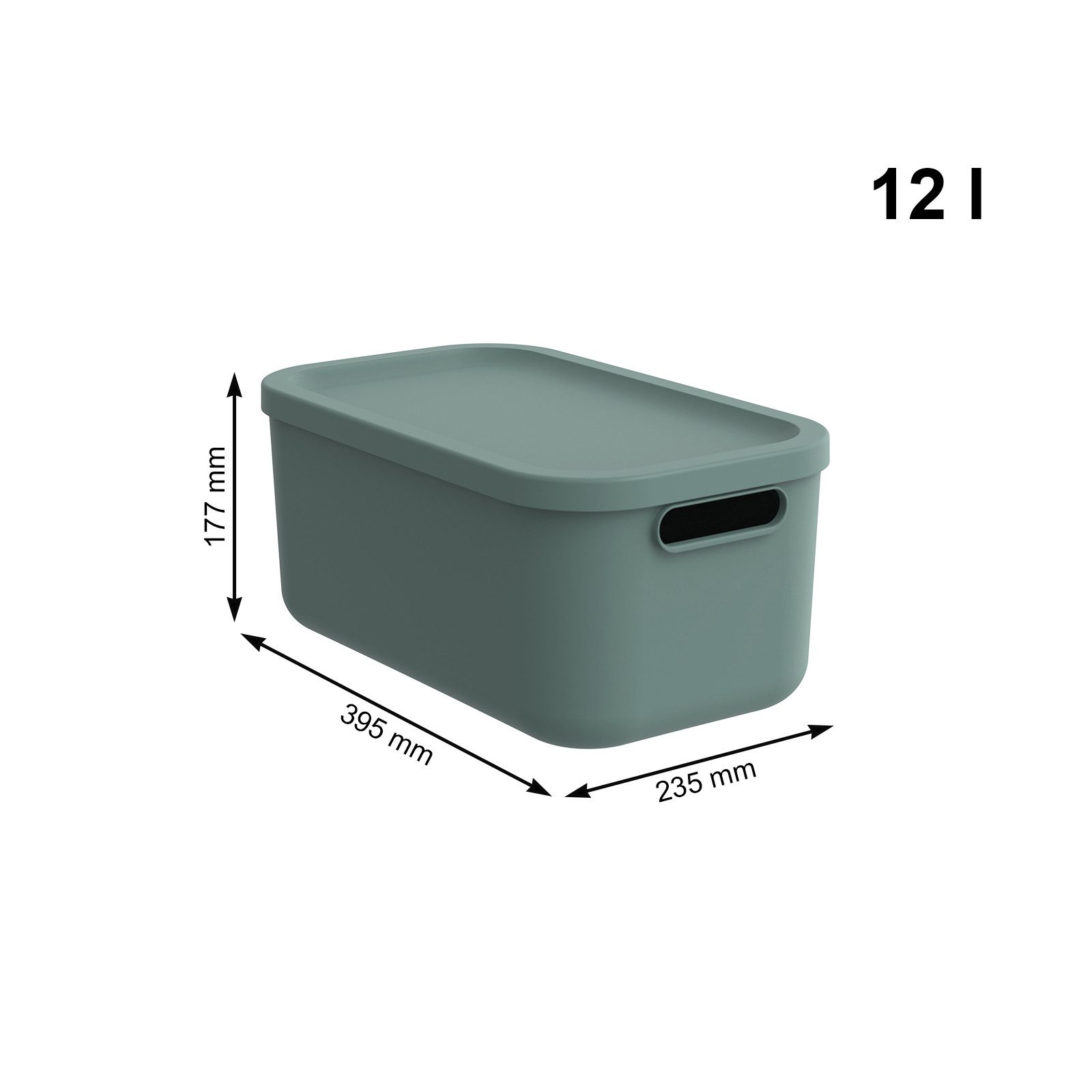 ROTHO Stapelbox Albula Light Set 3tlg. 2x 12l und 55l Aufbewahrungsboxen mit Deckel (3-teilig, Boxen-Set), Recycelt, modular, mit Tragegriffen