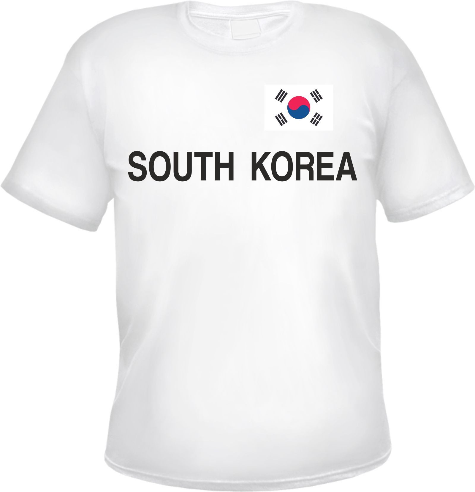 HB-Druck T-Shirt Südkorea Herren T-Shirt - Blockschrift mit Flagge - Republik Korea aus 100% Baumwolle mit strapazierfähigem Aufdruck