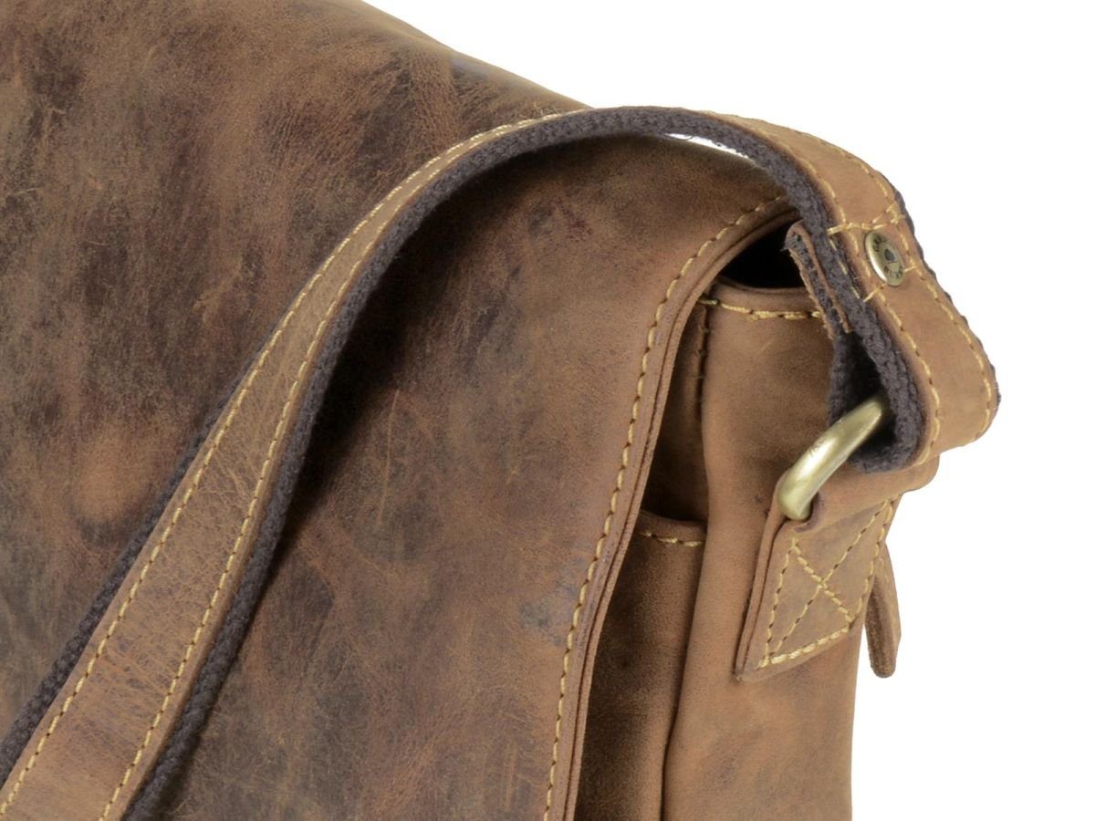 Greenburry Umhängetasche Vintage, used Look, Schultertasche 23x26cm, Messengerbag, antikbraun