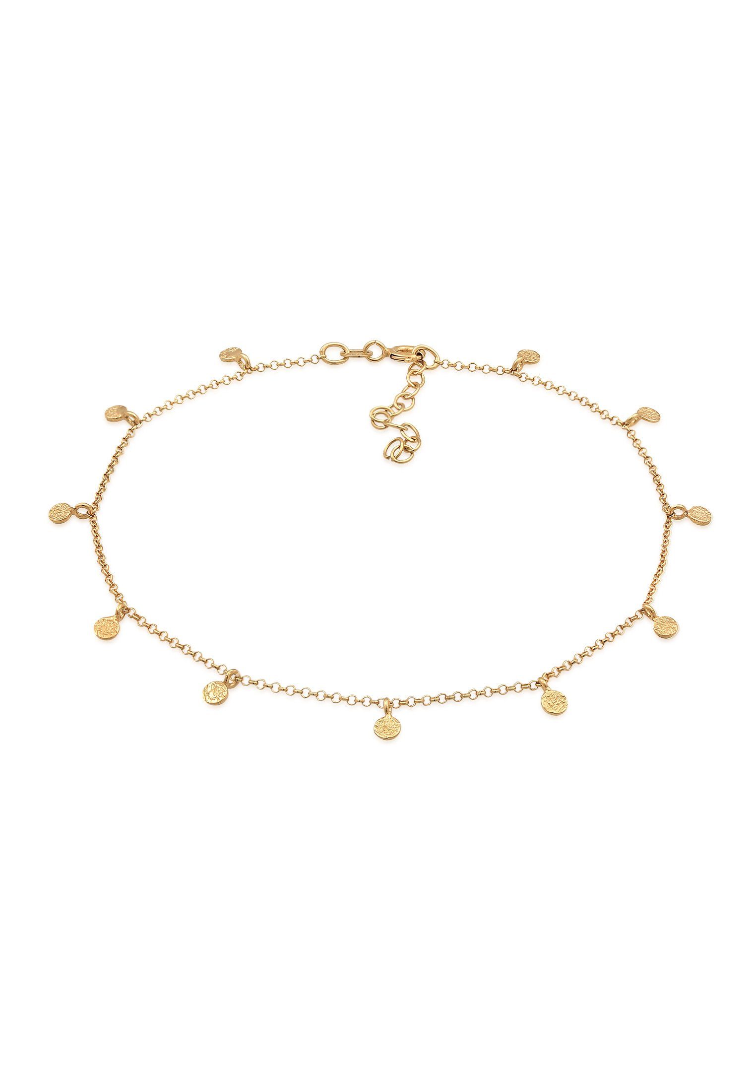 Elli Fußkette Plättchen Organic Look 925 Silber