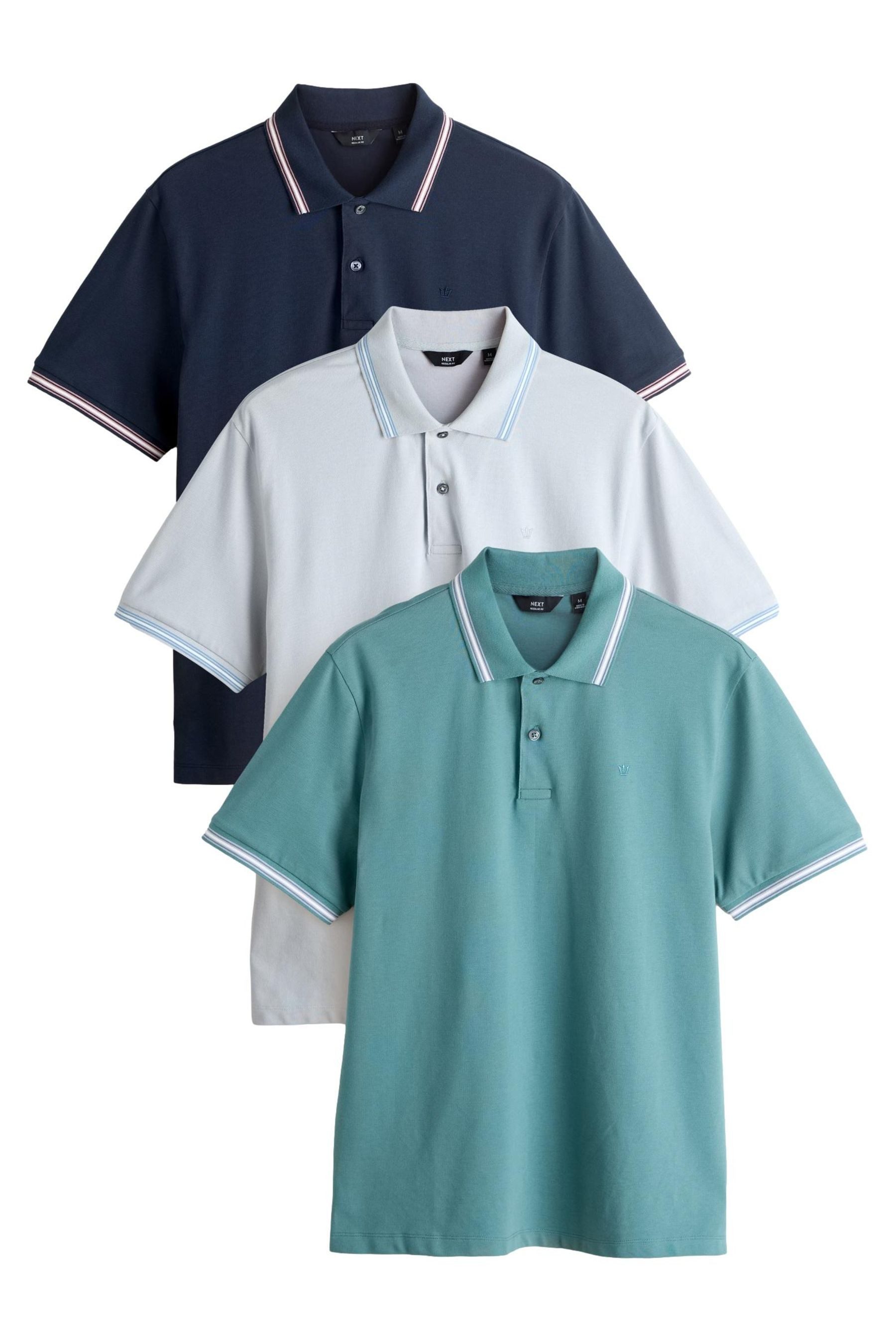 Poloshirt Piqué-Poloshirts mit Randstreifen, 3er-Pack