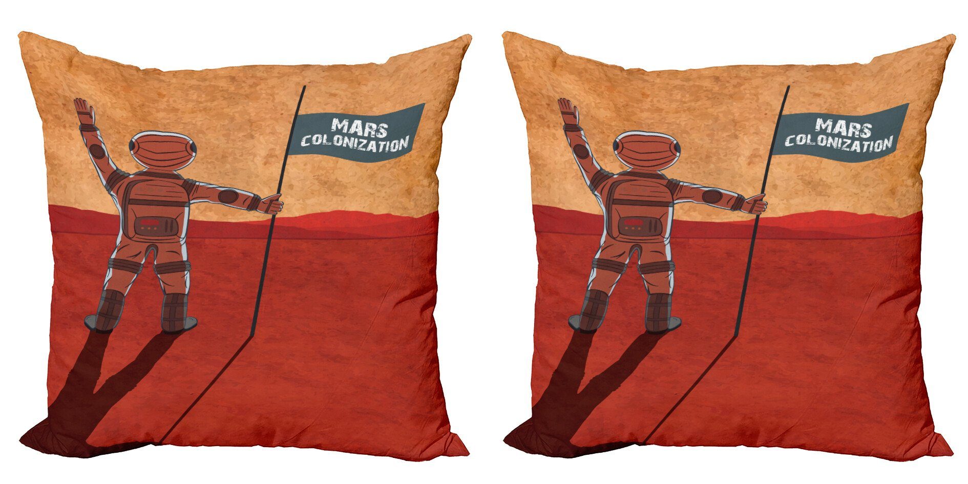 Kissenbezüge Modern Accent Doppelseitiger Digitaldruck, Abakuhaus (2 Stück), Orange Mars Colonization Raum