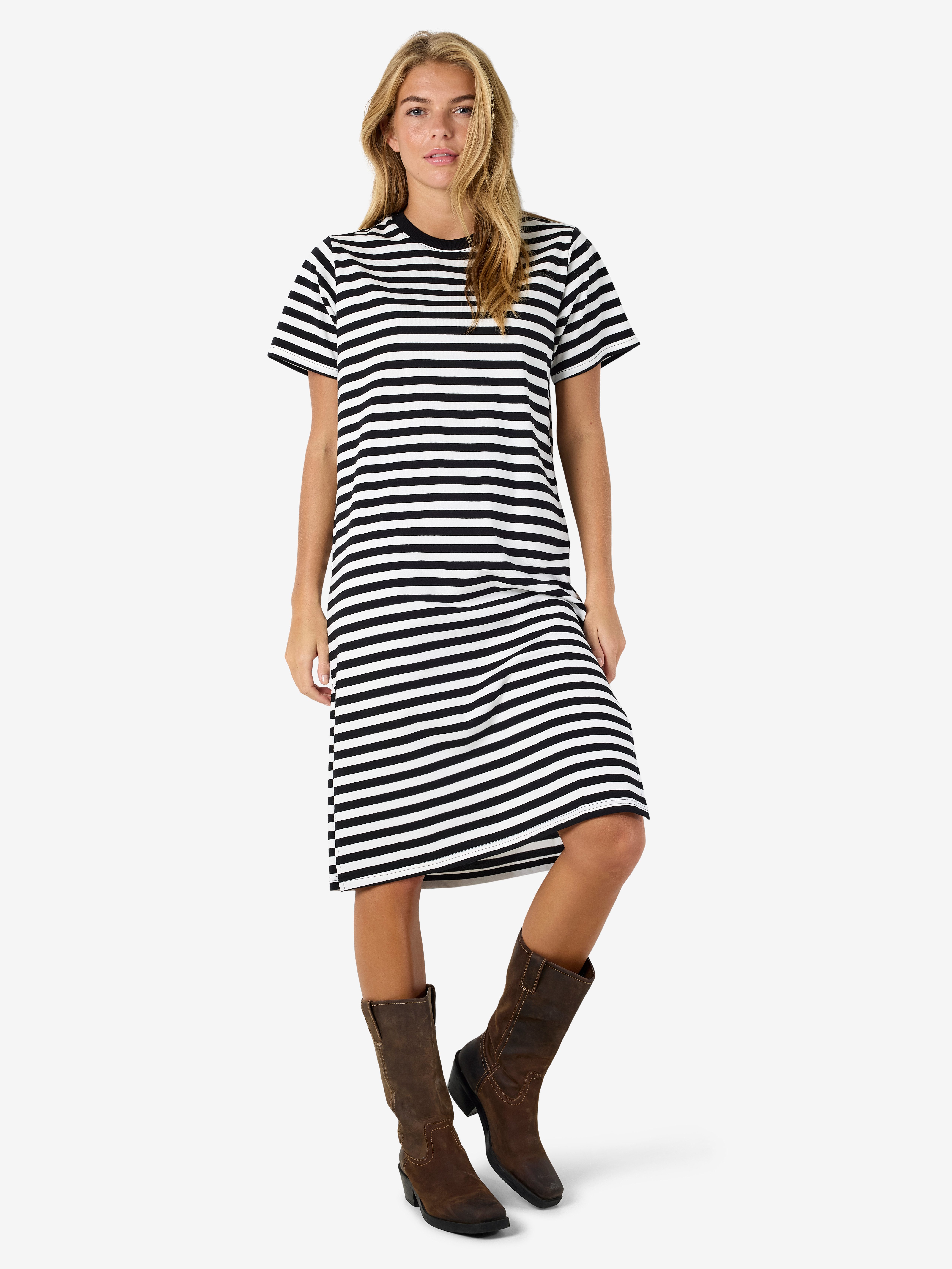 Noisy may Shirtkleid NMEMBER S/S STRIPE MIDI DRESS JRS NOOS