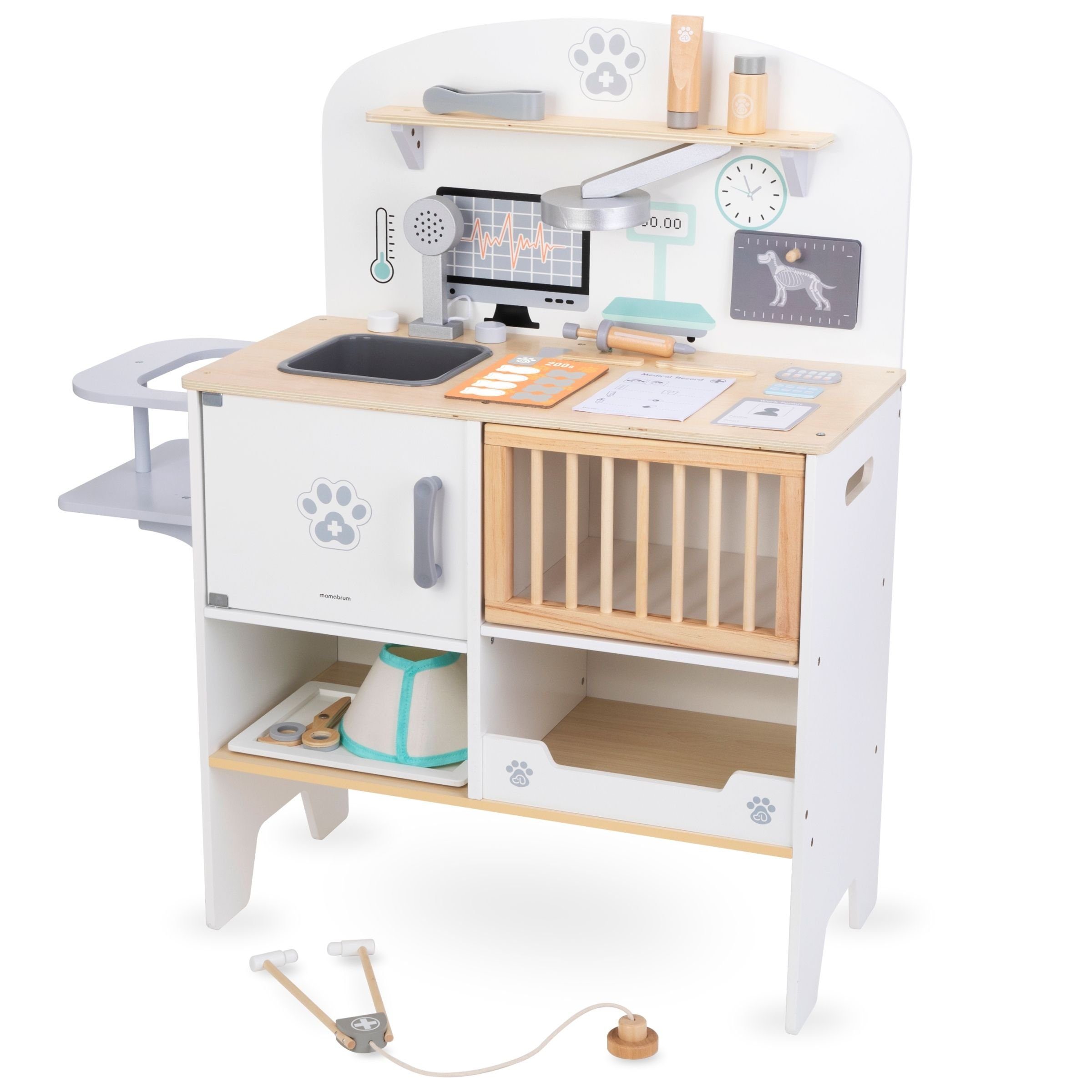 Mamabrum Spielzeug-Arztkoffer Tierarzt-Spielset aus Holz - Komplette Tierarztpraxis mit Zubehör