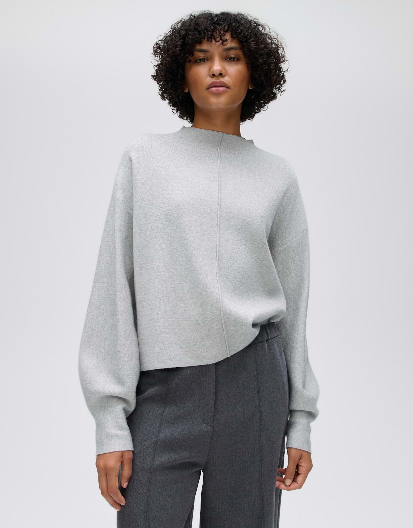 OPUS Strickpullover Punus aus weichem Strick Verkürzte Silhouette mit Ballonärmeln und Seitenschlitzen