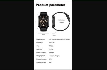 MIRUX Watch 48mm Aktivitätstracker Schrittzähler Schlafmonitor BT-Anruf Smartwatch