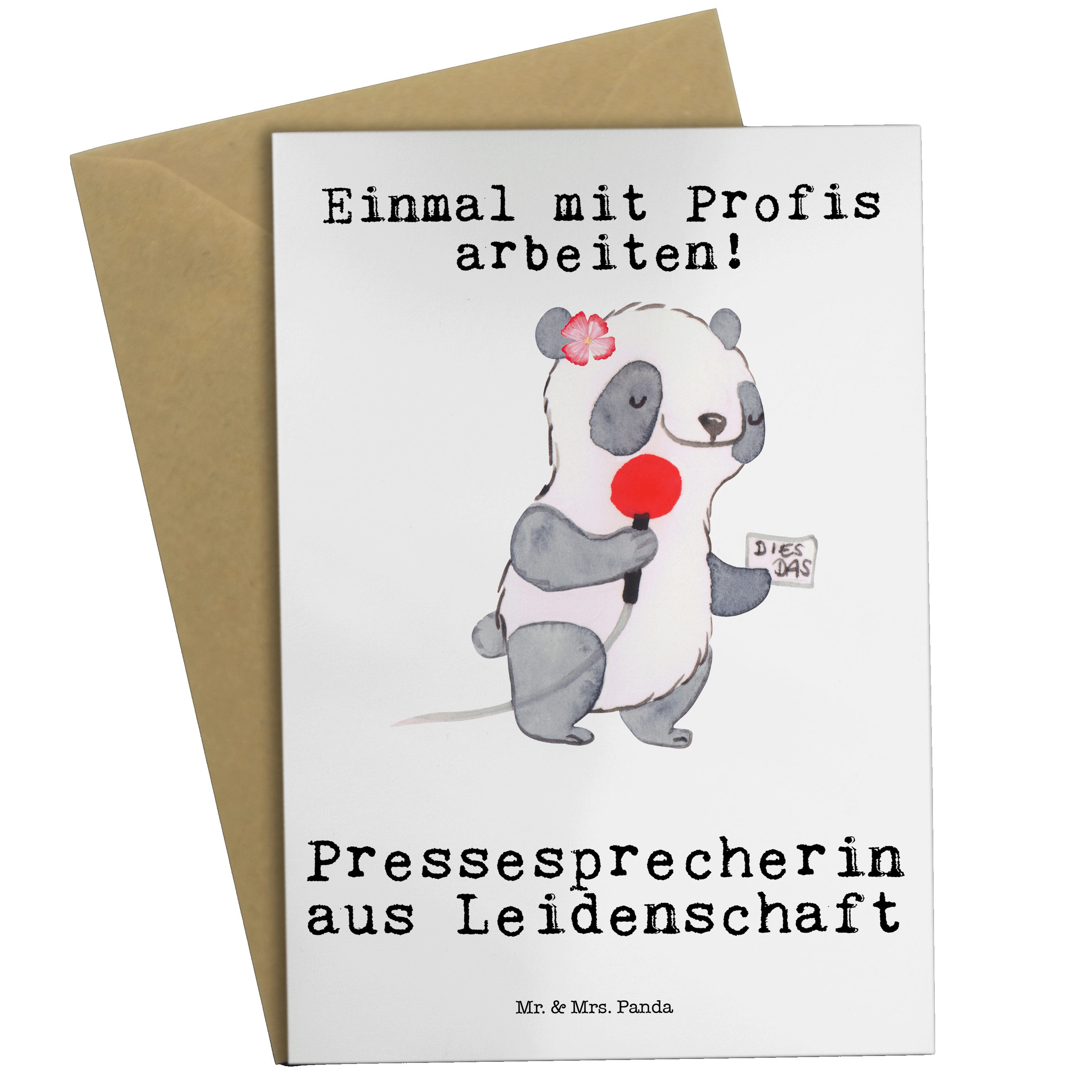 Werbung Mr. & Mrs. Panda - Mitarbeiter, Weiß Ein Leidenschaft Pressesprecherin Geschenk, Grußkarte aus 