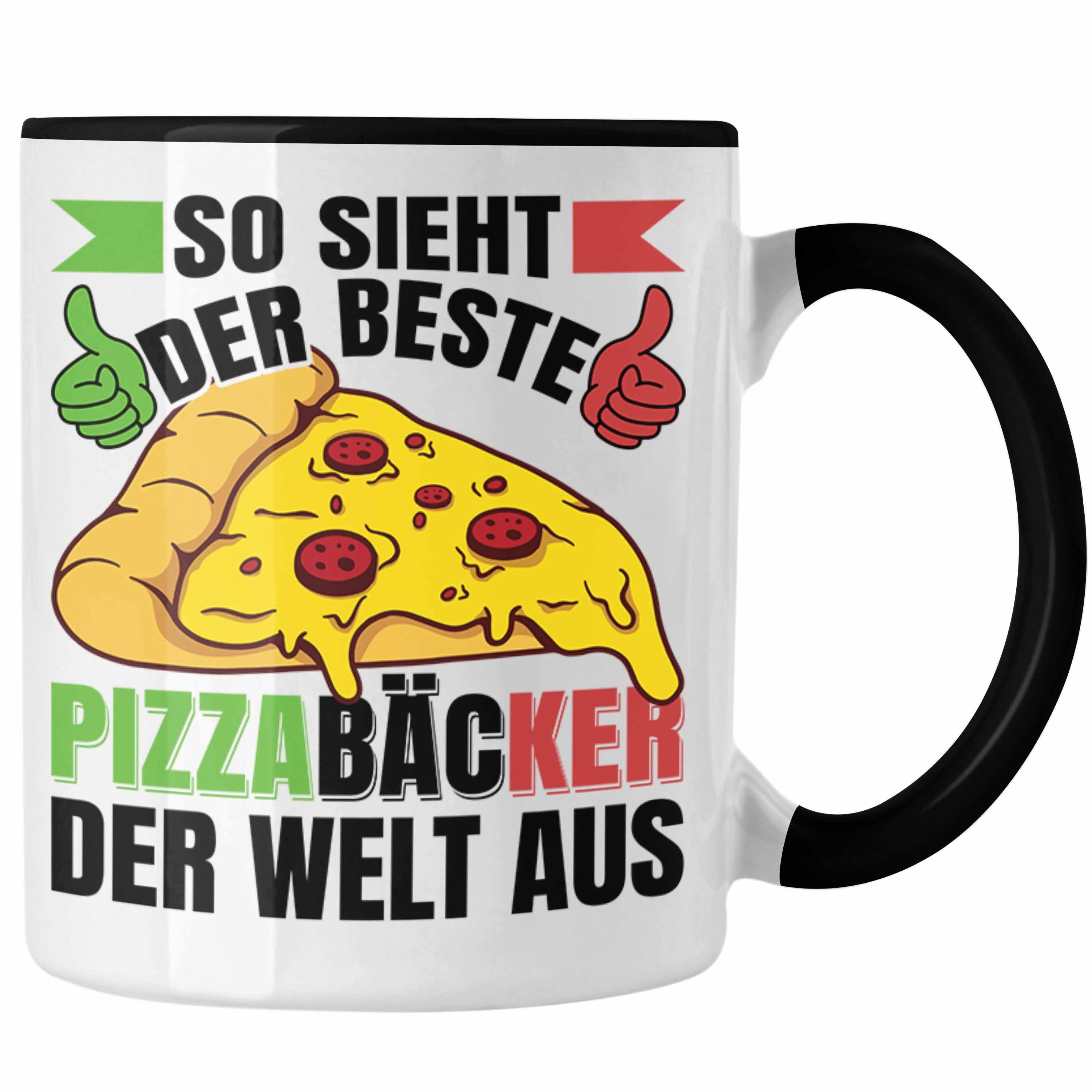 Trendation Tasse Trendation - Pizzabäcker Geschenk Tasse Lustiger Spruch Geschenkidee Pizza-Bäcker Schwarz