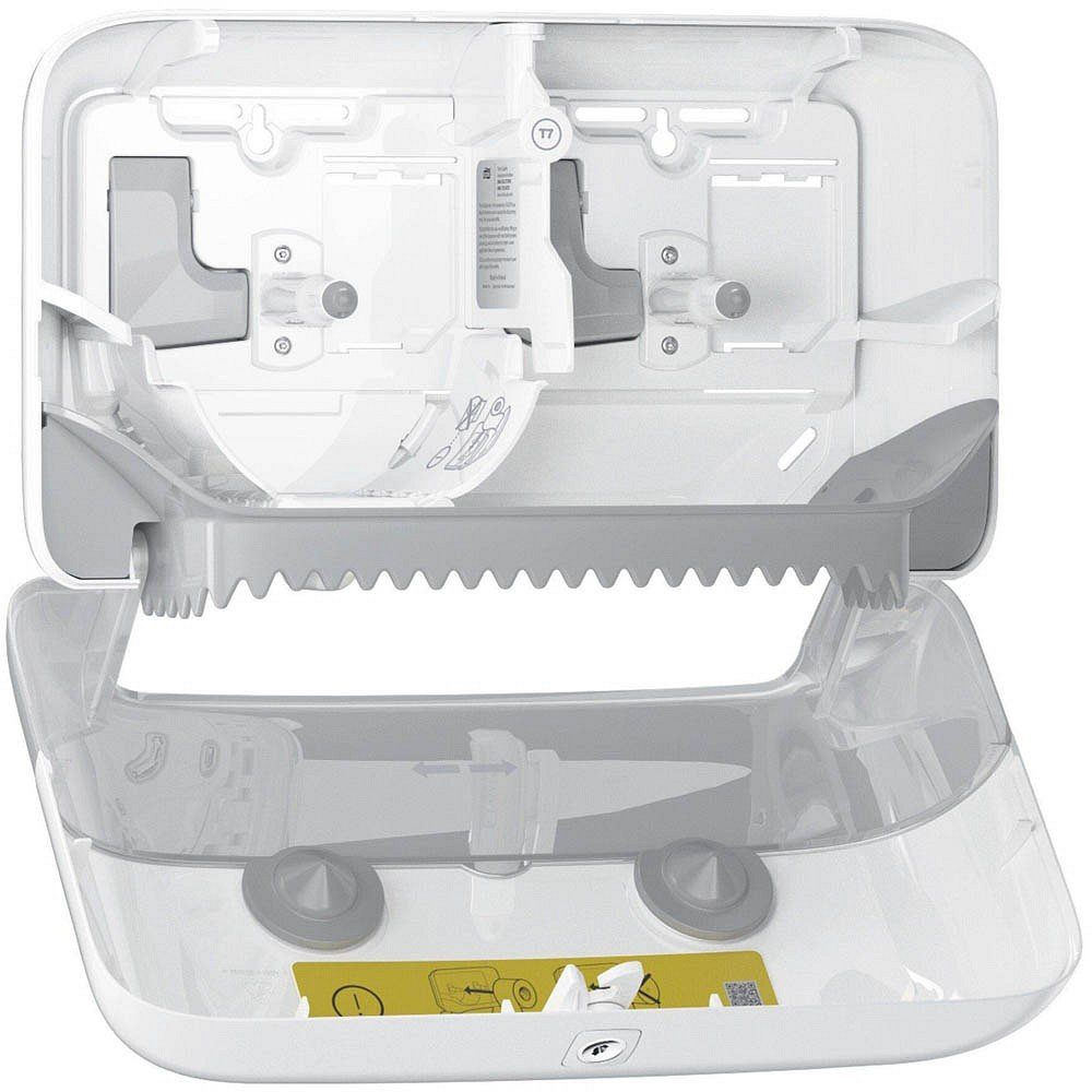 TORK Toilettenpapierhalter 1 Toilettenpapierspender T7 Midi Doppelrollenspender weiß, Fassungsvermögen von 2 Rollen; Außenabrollung