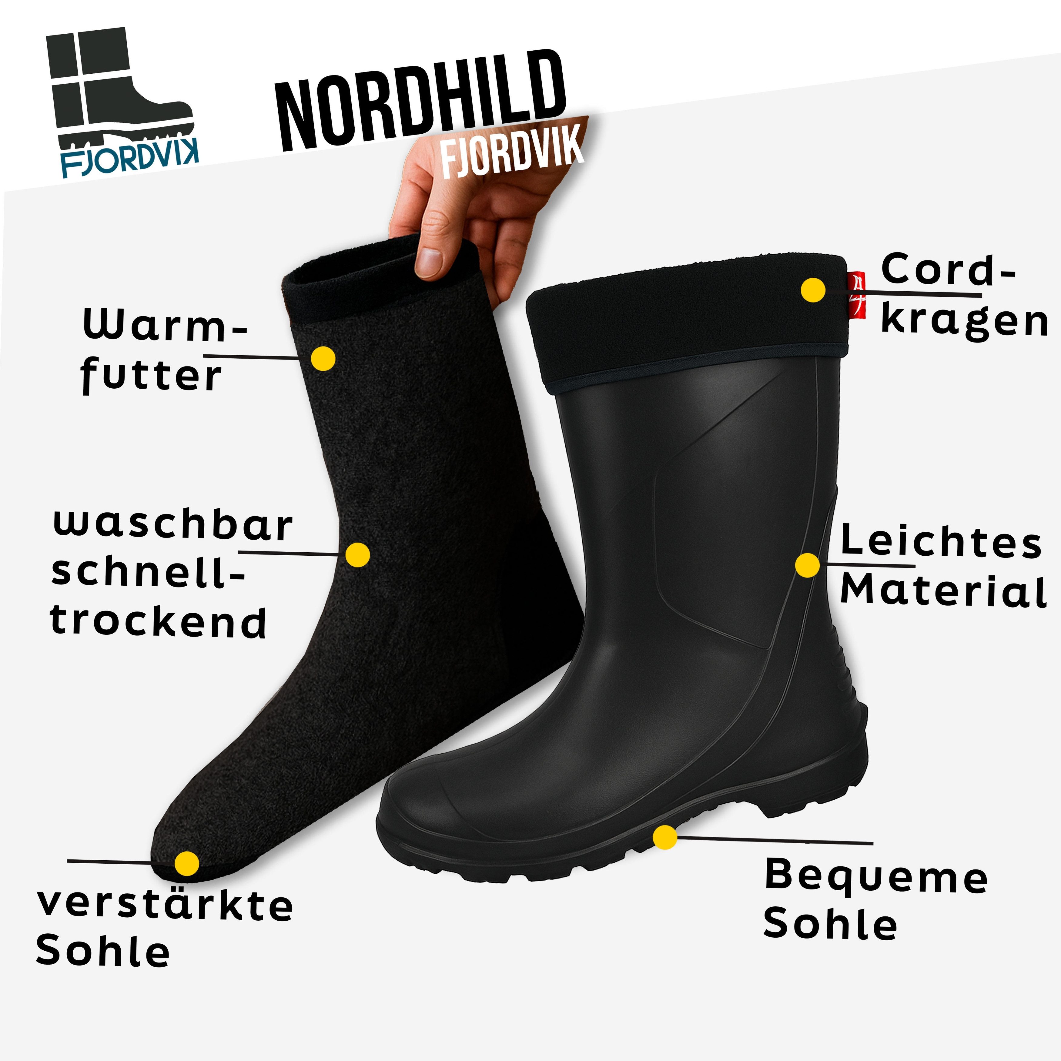 Fjordvik Nordhild EVA-Stiefel Damen – Warm & vielseitig Schwarz, Gr. 41 Gum günstig online kaufen