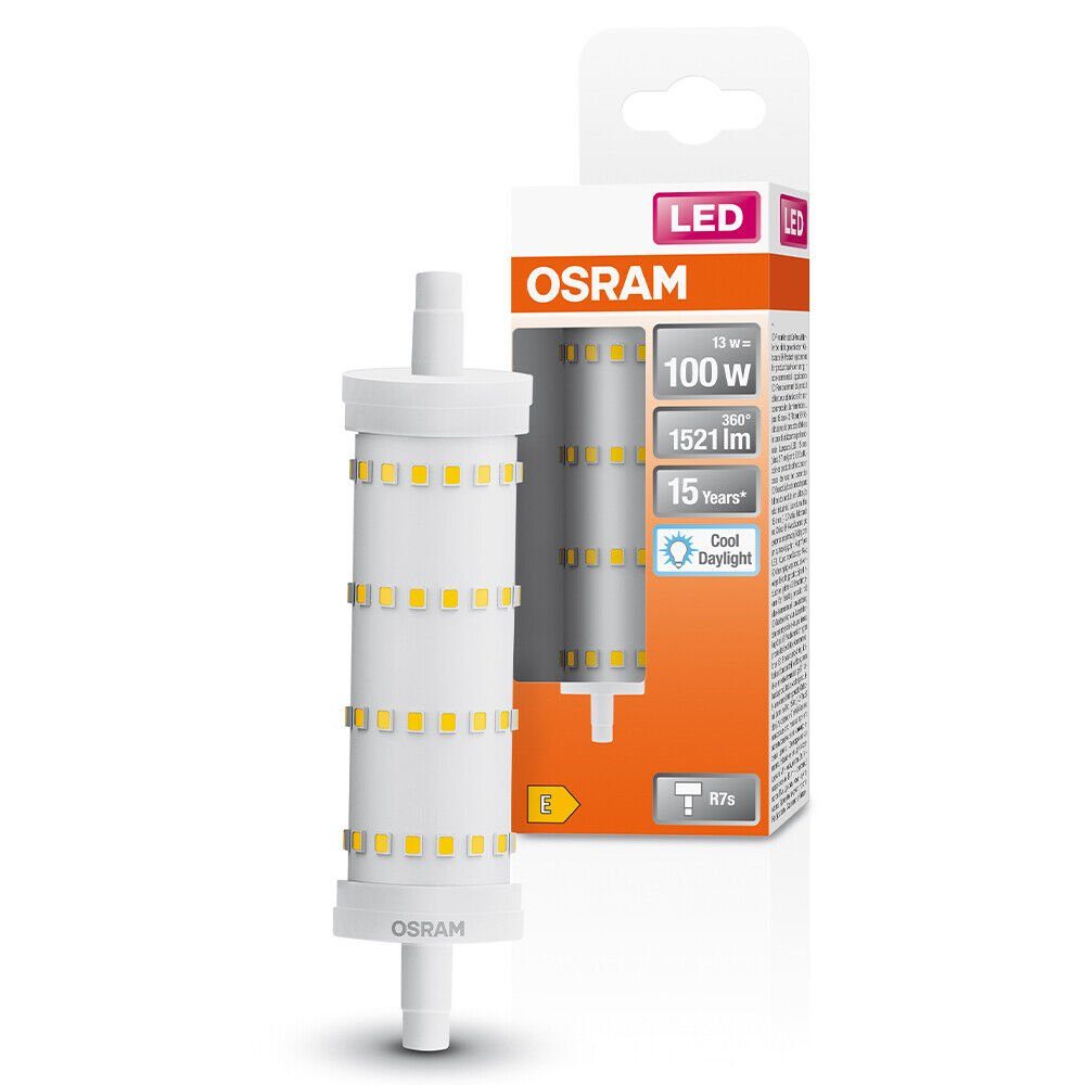 Osram LED-Leuchtmittel R7S LED 118MM STABLAMPE 13W 6500K, R7s, Tageslichtweiß, Röhre Lampe Birne