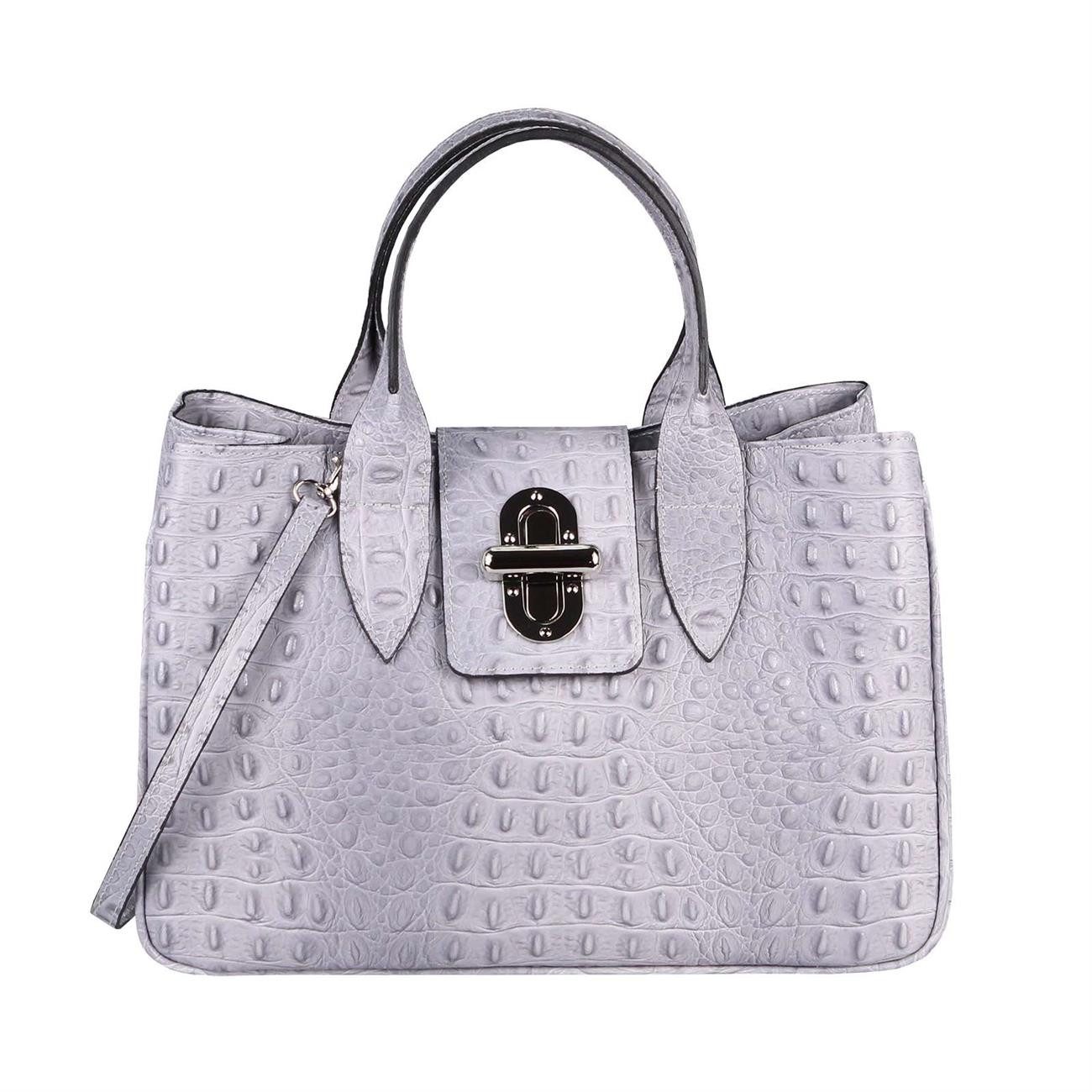 Schultertasche Made in Italy Damen Leder Shopper Handtasche Umhängetasche Henkel