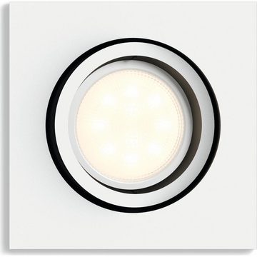 Philips Hue LED Einbauleuchte Bluetooth White Ambiance Einbauspot Milliskin in Weiß 5W 350lm GU10, keine Angabe, Leuchtmittel enthalten: Ja, LED, warmweiss, Einbaustrahler, Einbauleuchte