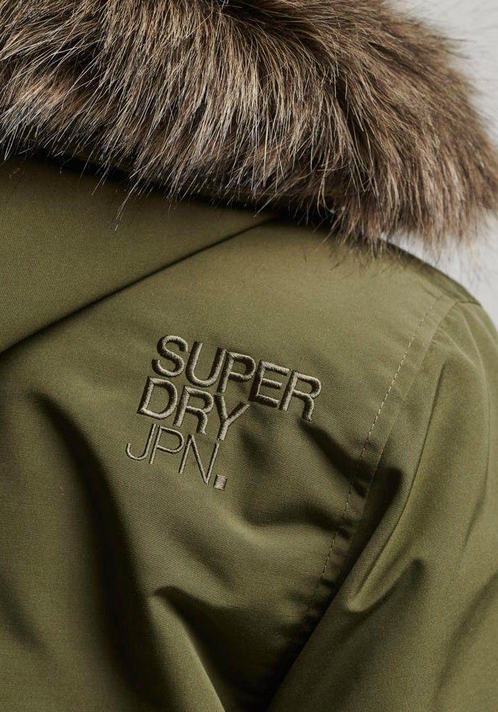 FAUX EVEREST Superdry PARKA Steppjacke Goods FUR Olive HOODED Surplus