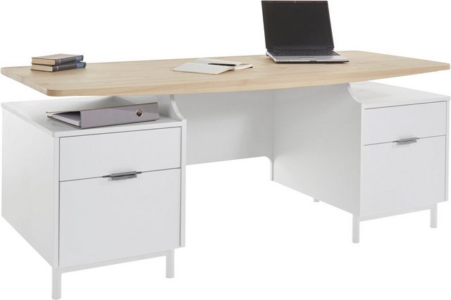 andas Schreibtisch »Ochsenzoll«, Tischplatte aus Kiefer massiv, Schubladen mit Soft Close Funktion  - Onlineshop Otto