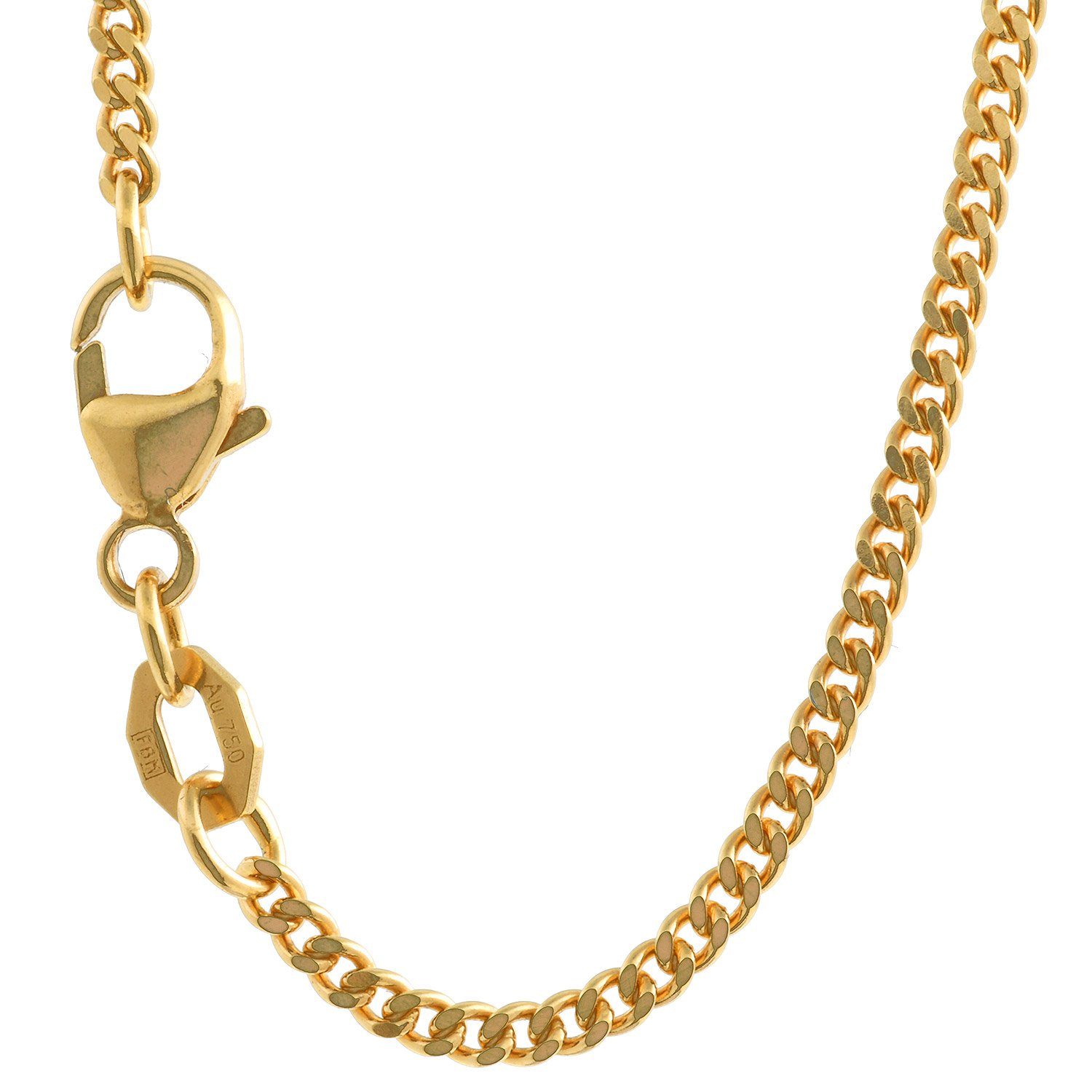 HOPLO Panzerkette Goldkette Panzerkette Länge 50cm - Breite 1,7mm - 750-18 Karat Gold, Made in Germany