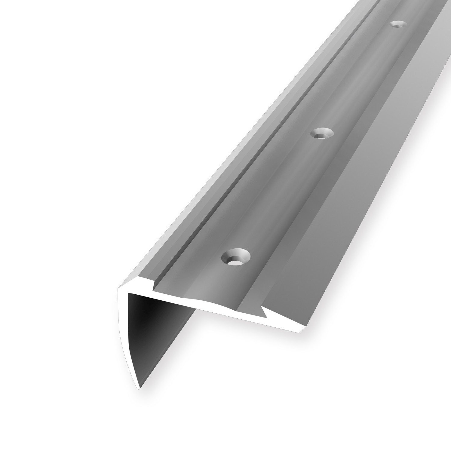 Küberit Treppenkantenprofil 32 x 44 x 2500 mm Winkelprofil Silber Gebohrt Aluminium