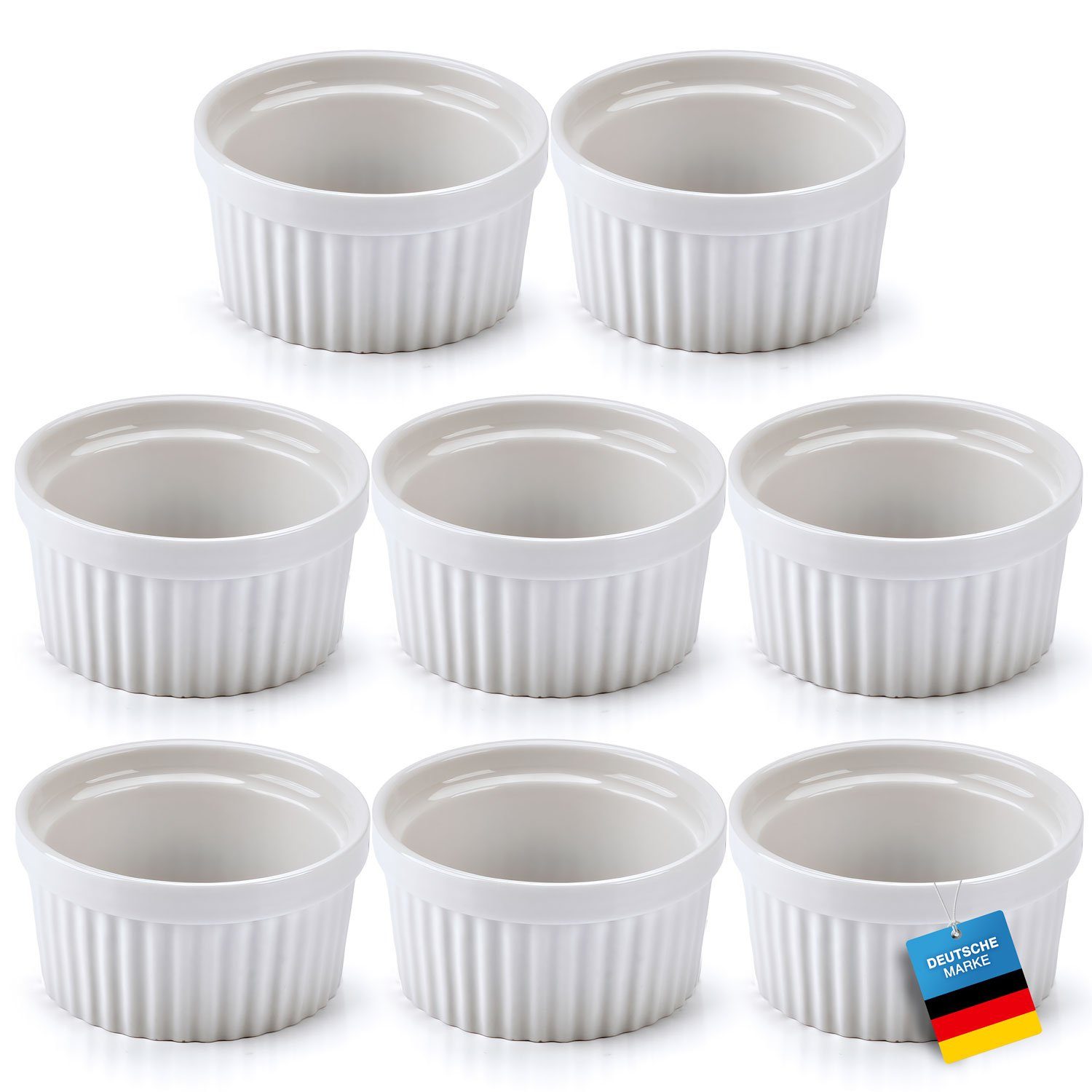 Dimono Dessertschale Creme Brulee Souflee-Förmchen, Keramik, (Schälchen mit 170 ml, 8-tlg), Schalen