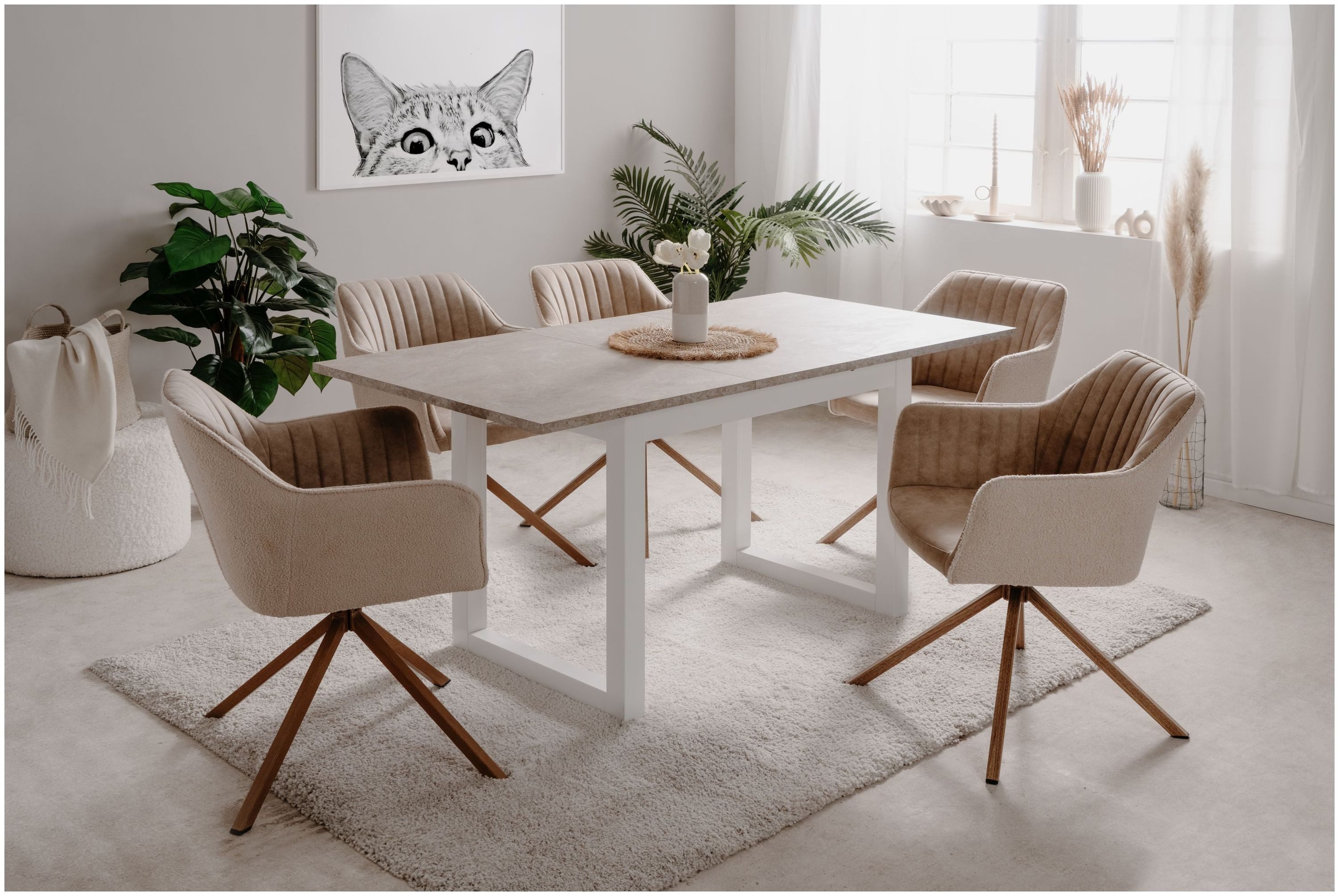 Finori Esstisch, Sandstein / weiß B x H x T ca. 120-160 x 75 x 80 cm günstig online kaufen