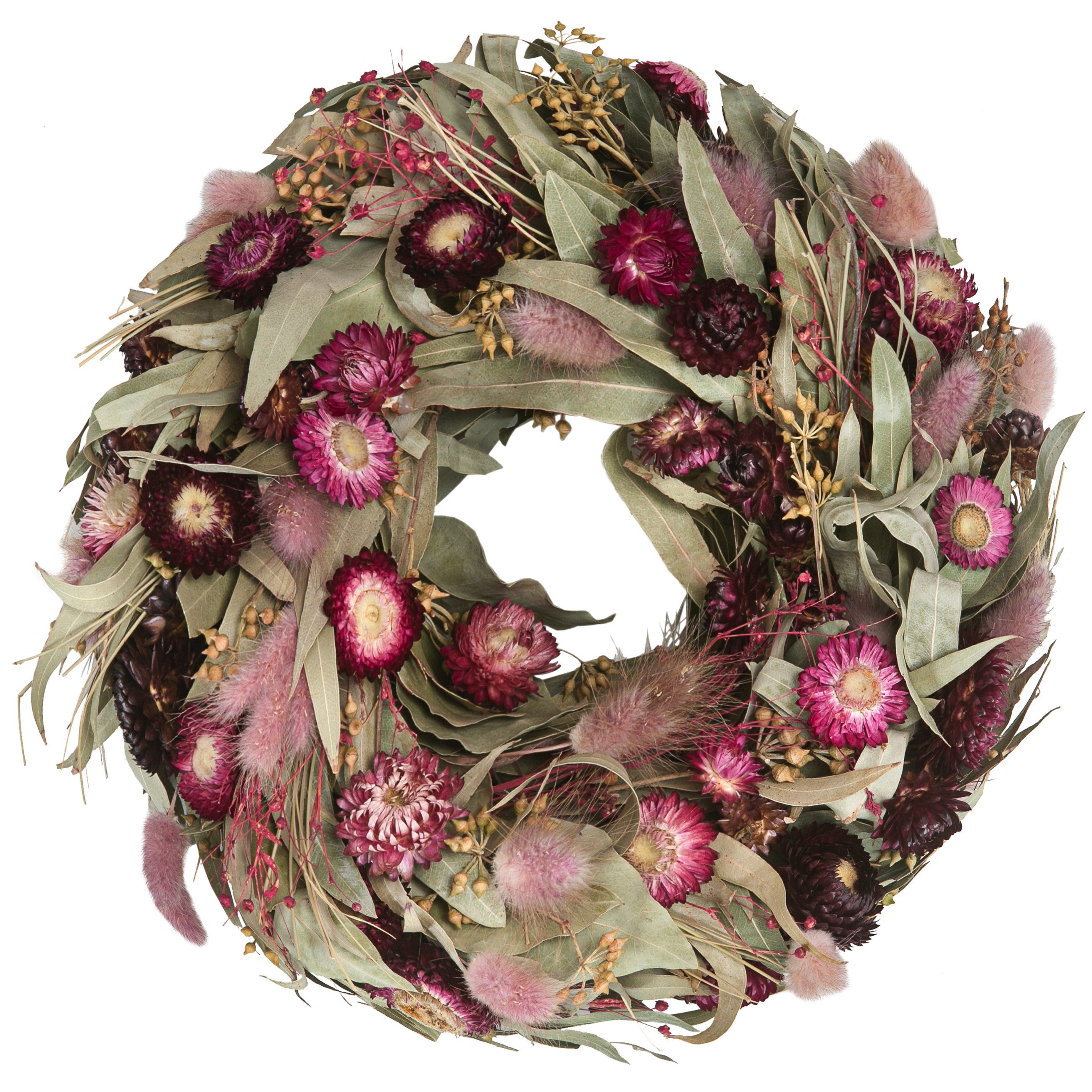 Dehner Adventskranz Deko-Kranz Eucalyptus Isabelle, Ø 28 cm, Höhe 9 cm, Naturmaterial, handgefertigter Naturkranz, einseitig gebunden, vielseitig einsetzbar