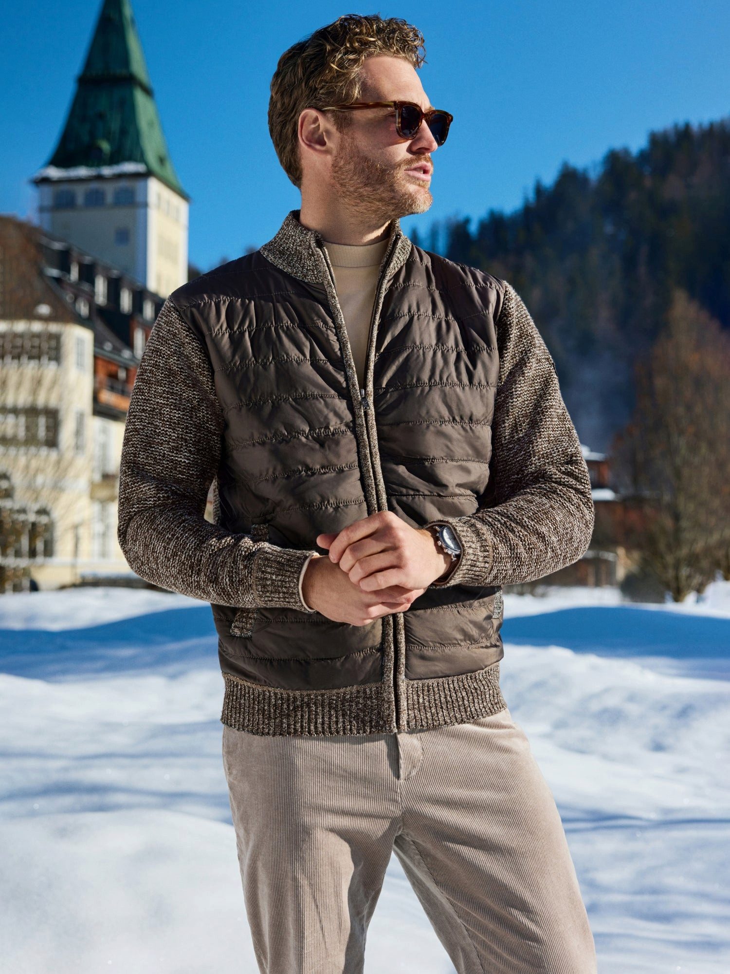 Hajo Strickjacke Strickjacke mit Nyloneinsätzen im Vorderteil