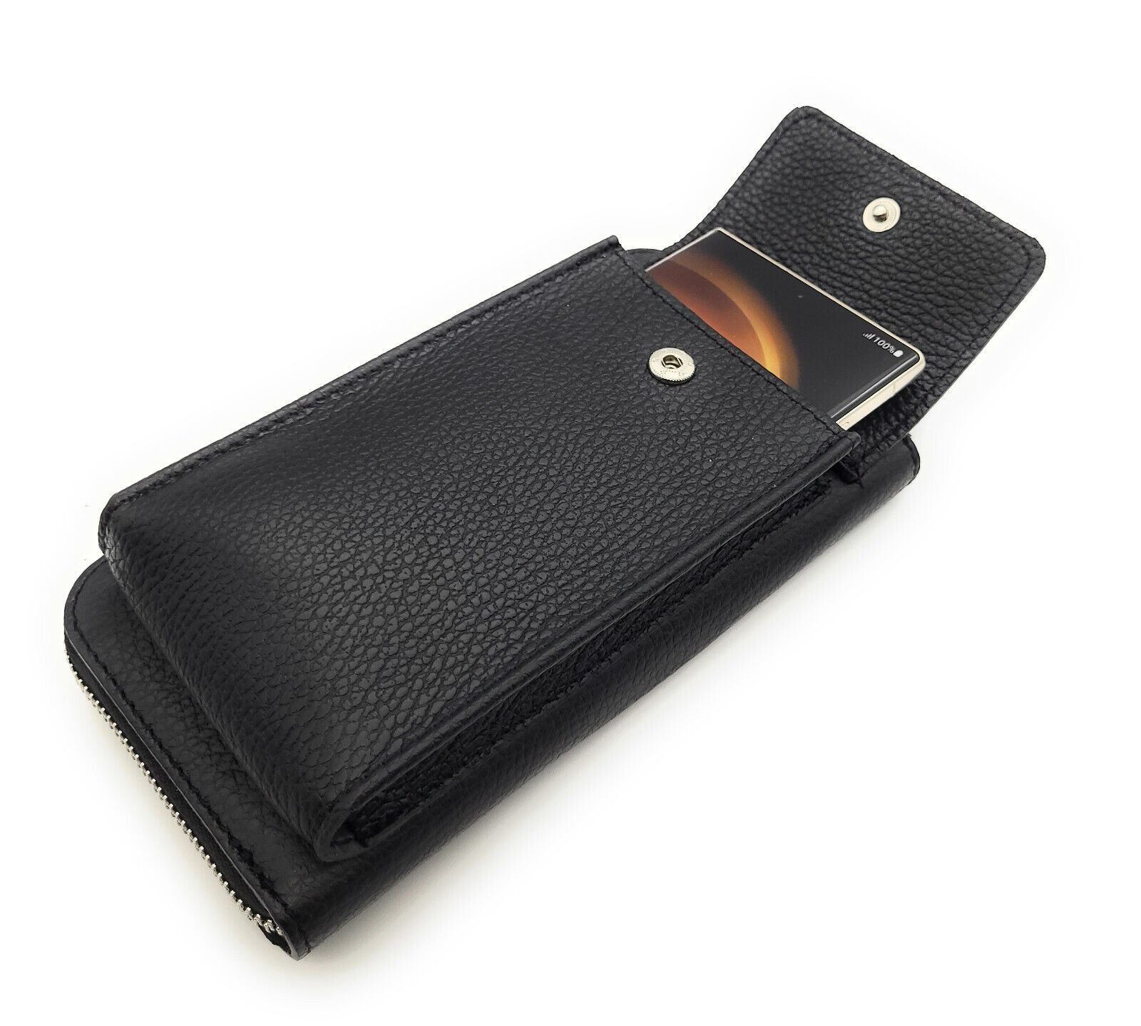 Lemasi Handytasche echt Leder Umhängetasche, Geldbörse made in Italy, Smartphonetasche, mit Kartenfächern, Schultergurt