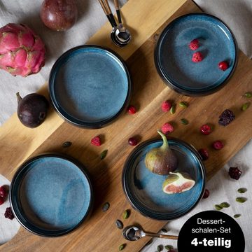 Moritz & Moritz Dessertschale Dip Schalen Blau, Steinzeug, (4er Set), Dip Schälchen aus Steinzeug für Dessert