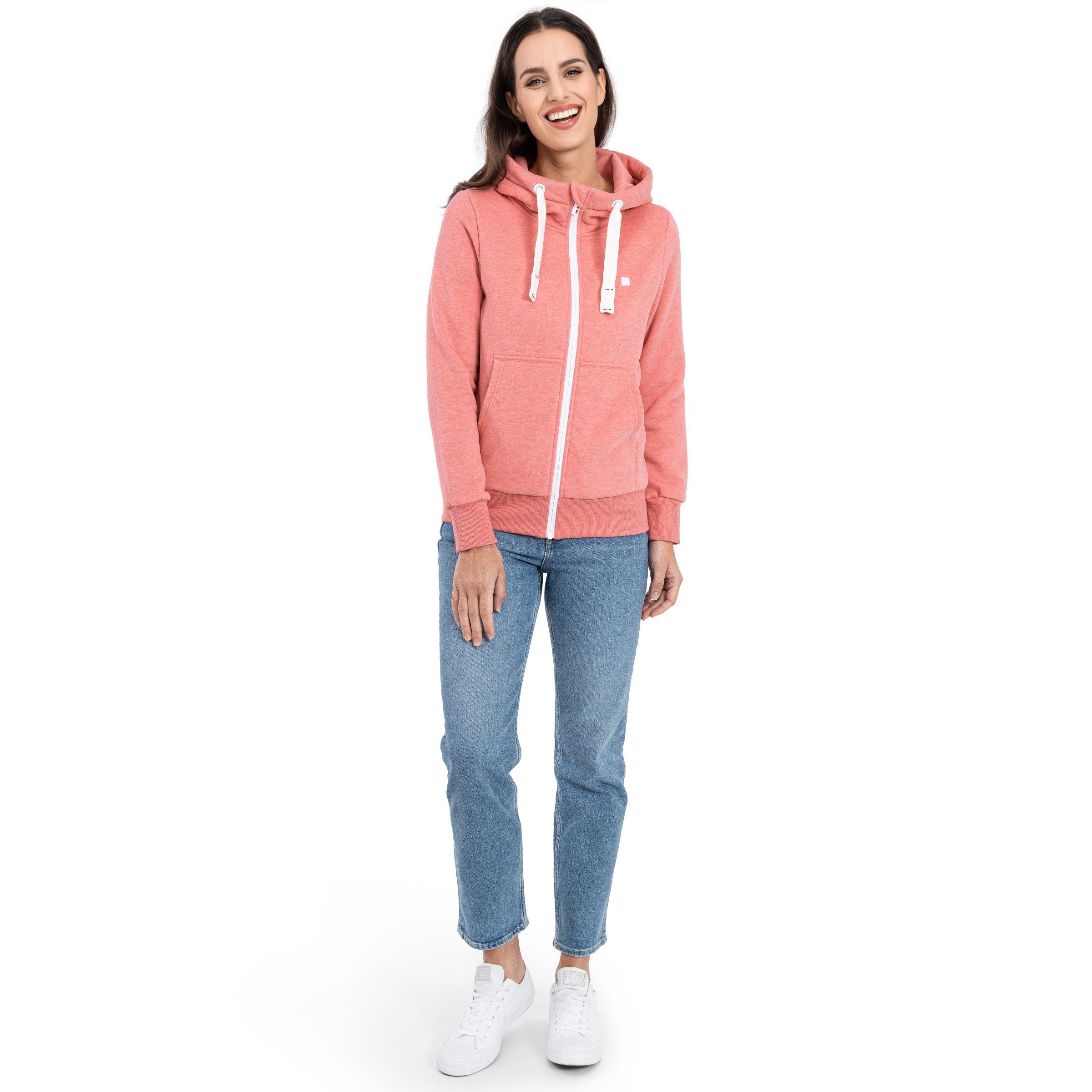 mit rosa Kängurutasche FinjaCMYK Fleecejacke weiche Kapuzensweatjacke DEPROC Active II