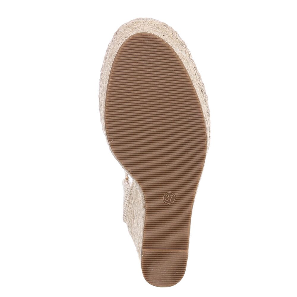 Ital-Design Moderne Espadrilles mit Keilabsatz für Damen, beige Plateausandaletten (89853032) Keilabsatz/Wedge Keilsandaletten in Beige
